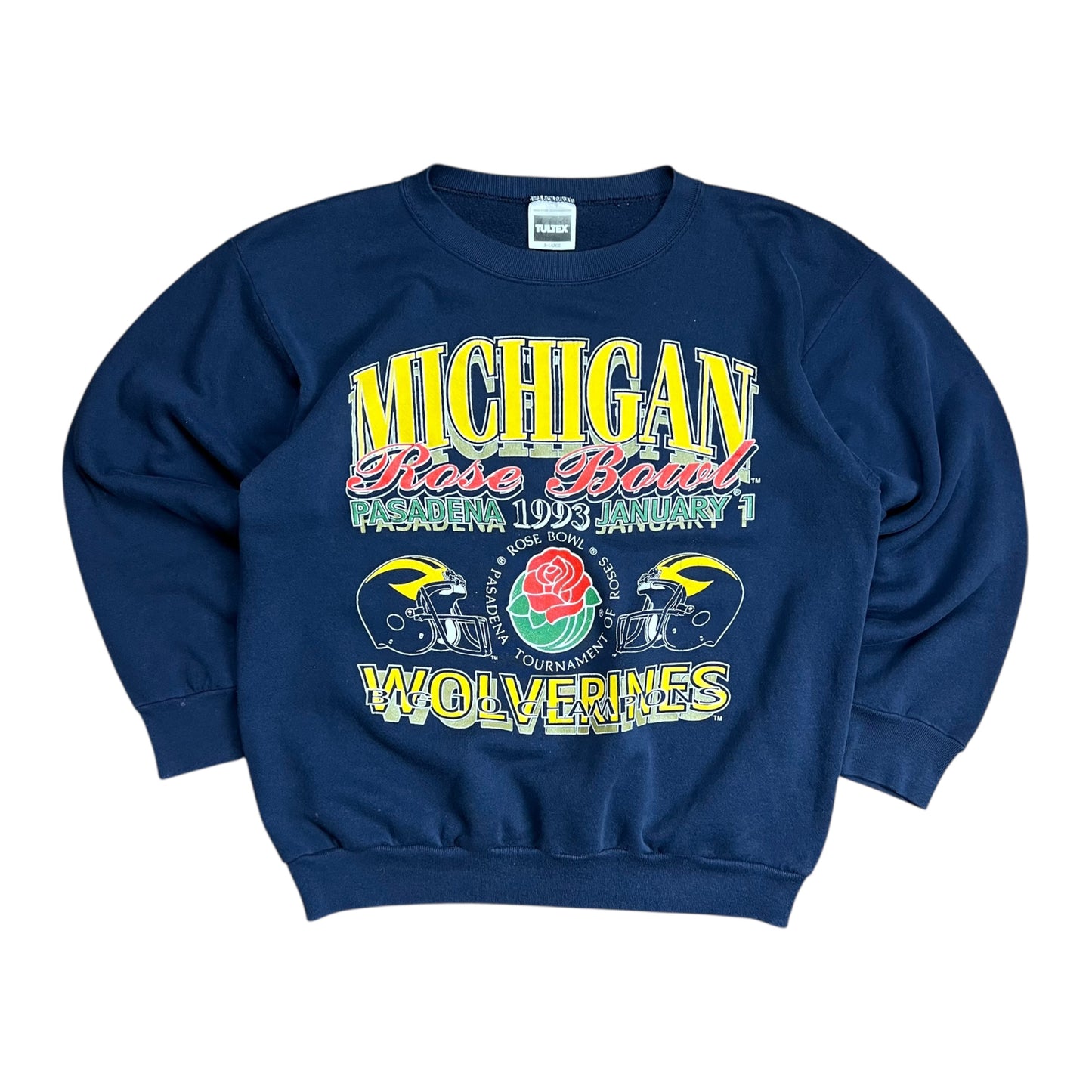 1993 Michigan Wolverines Rose Bowl Football Crewneck -  L