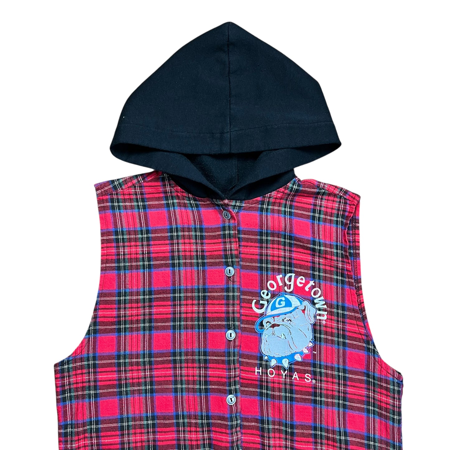 Georgetown Hoyas Cut-off Plaid Hoodie - M