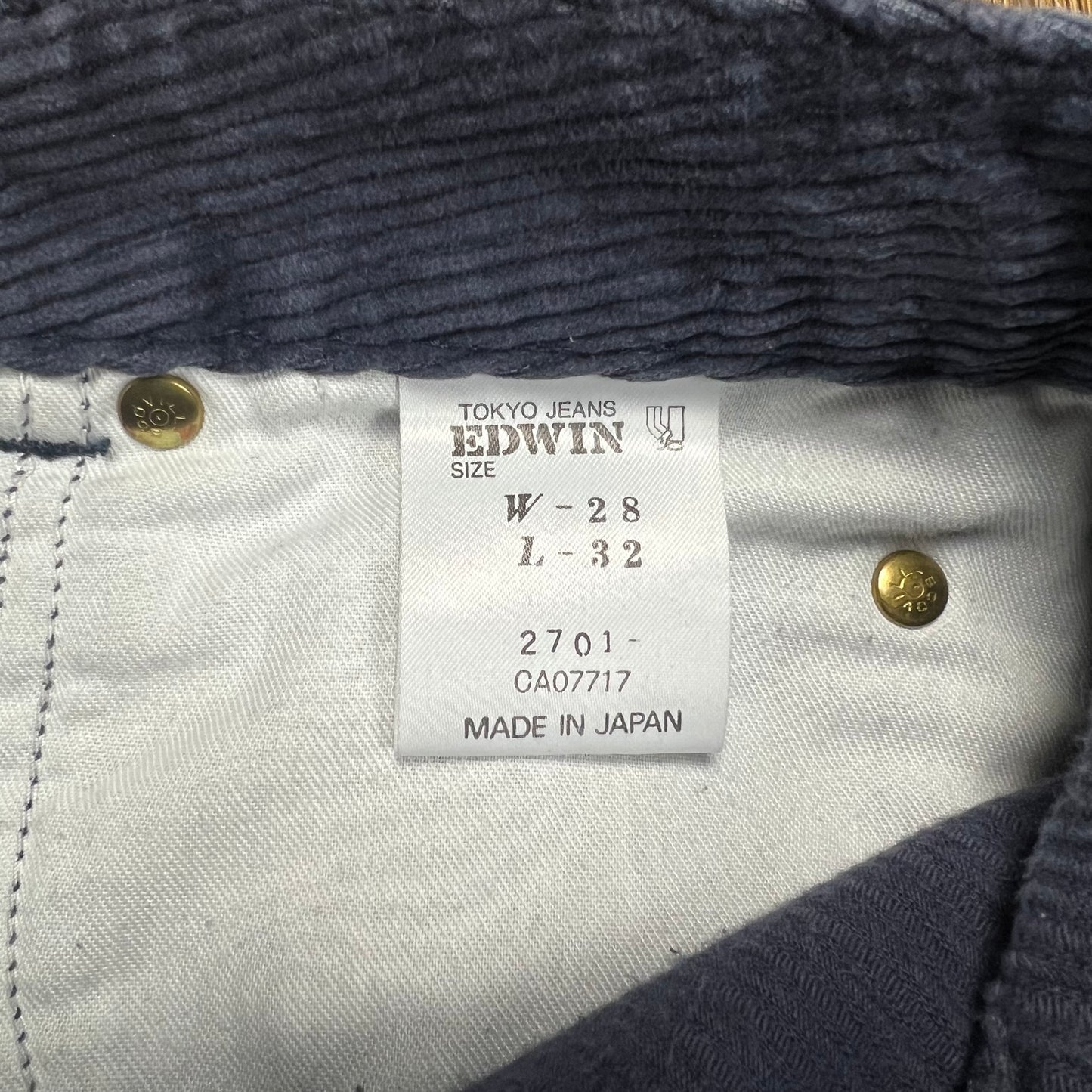 Edwin Japan Navy Corduroy Pants - 26"
