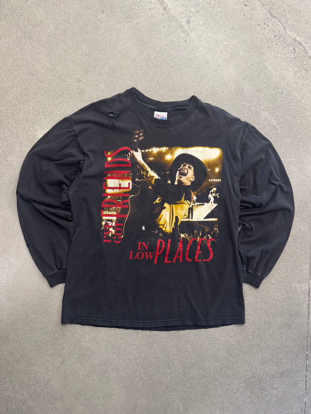Ausgeblichenes 1996 Garth Brooks I’ve Got Friends In Low Places Langarm Tour Shirt – XL