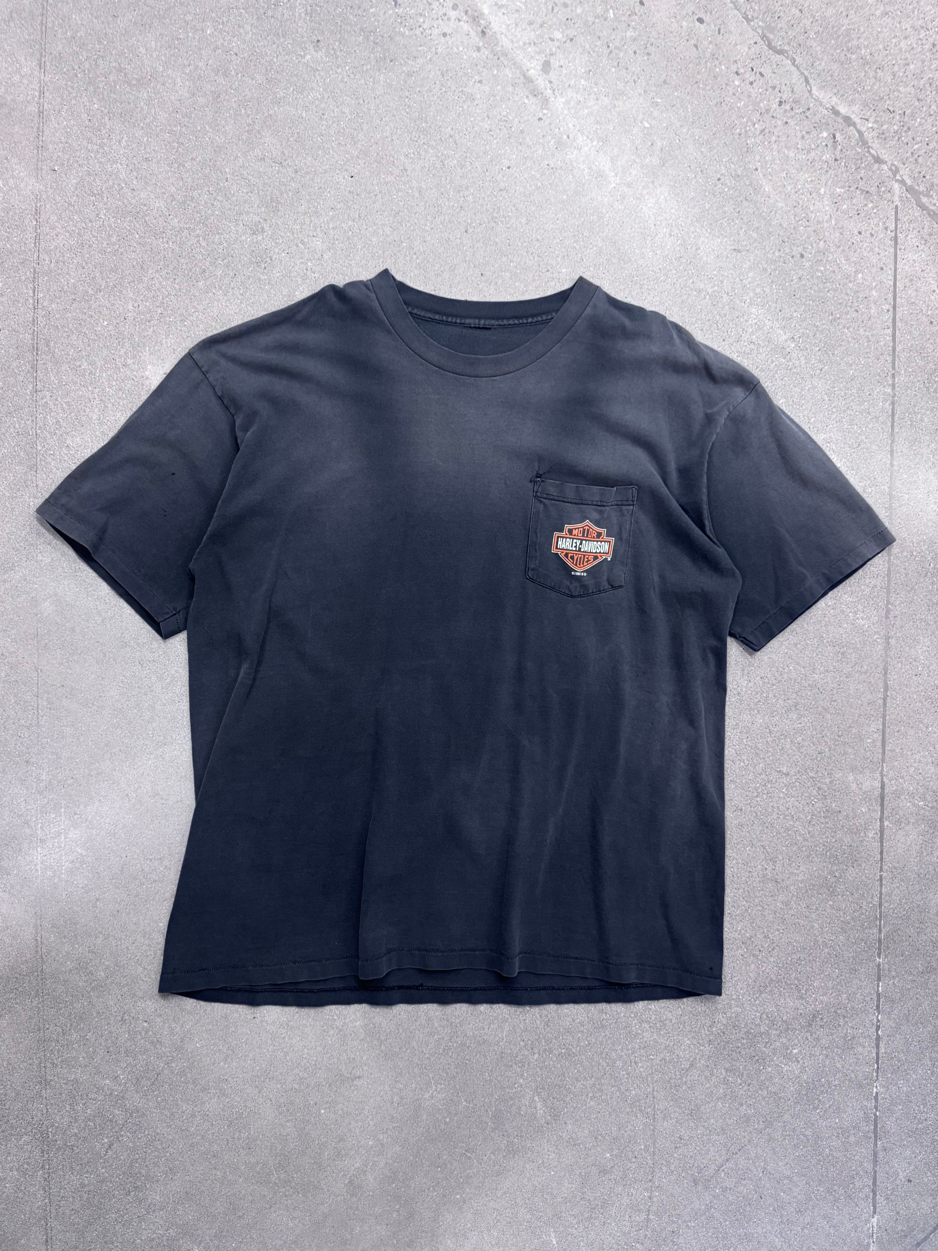 Ausgebleichtes 1995 Harley-Davidson Las Vegas Nevada Pocket T-Shirt – XXL
