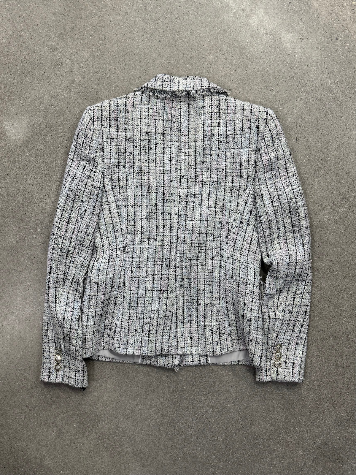 Karl Lagerfeld Bouclé Tweed Fringe Blazer - XS