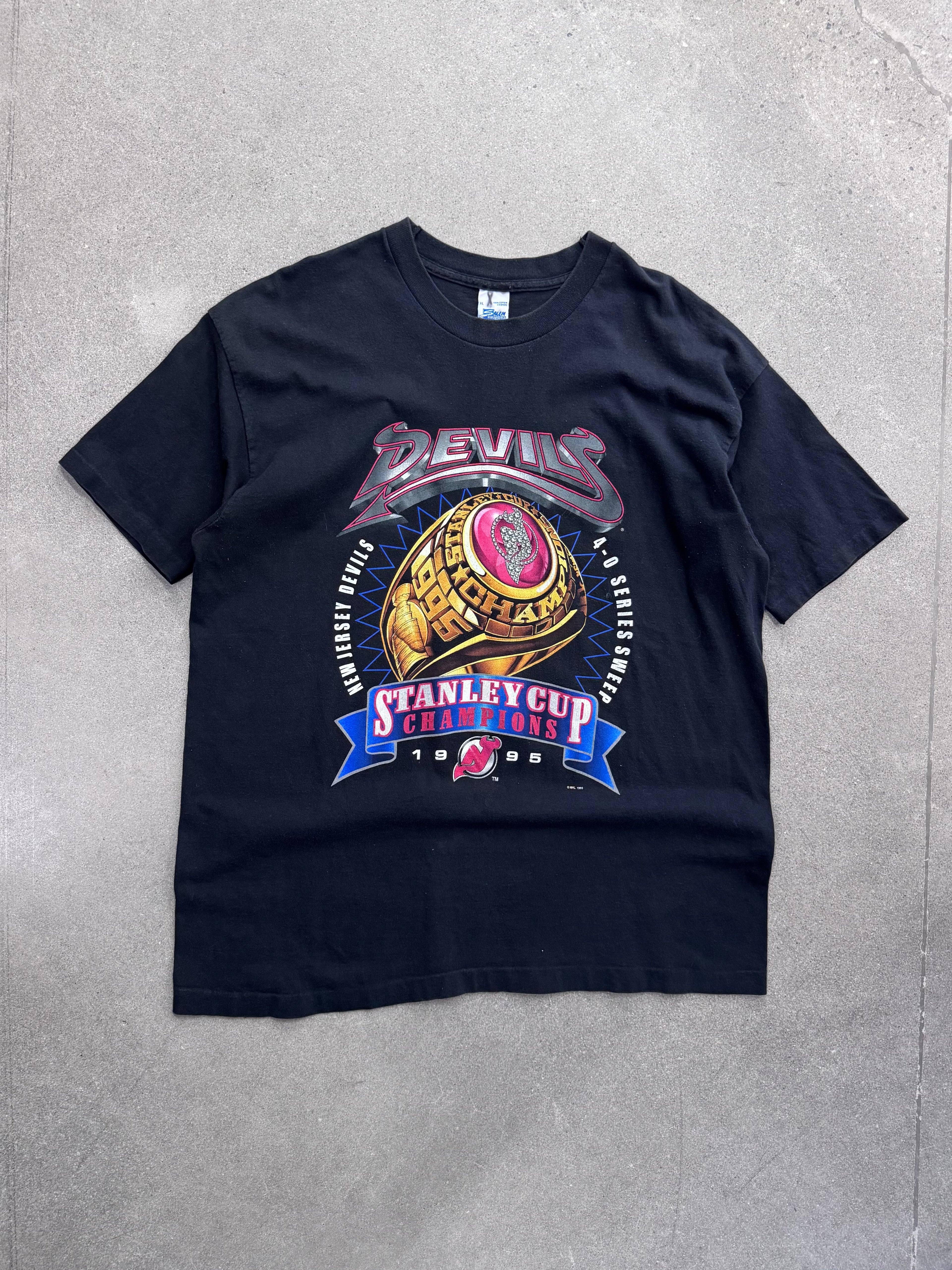 1995 Salem Sportswear New Jersey Devils Stanley Cup NHL Champions T-Shirt - XXL