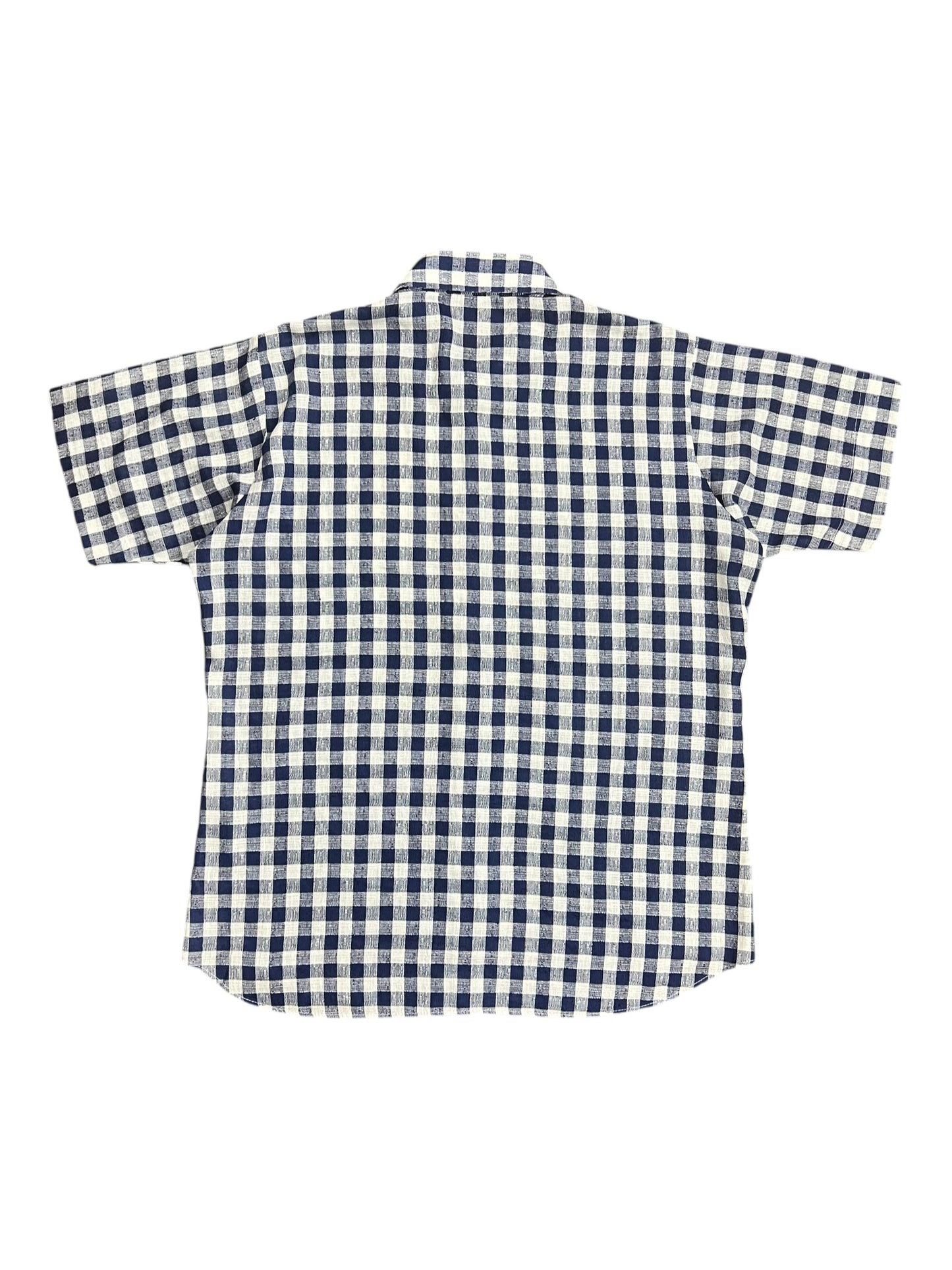 White & Navy Blue Checkered Polo Shirt - XL ￼