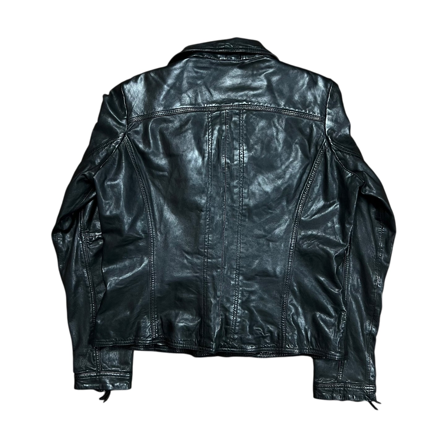 Danier Black Leather Asymmetrical Biker Jacket - XL