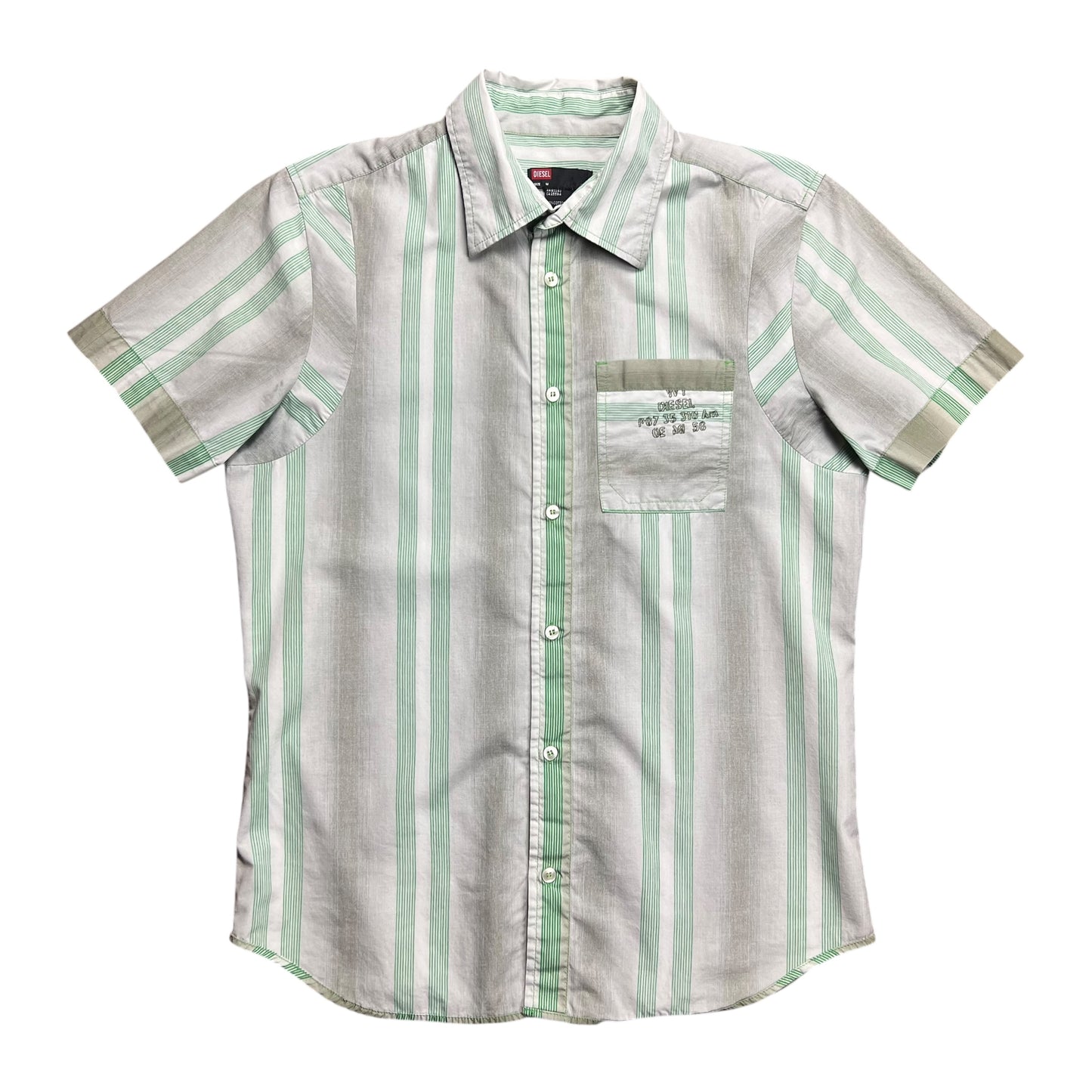 Diesel Green Striped Button-up Shirt - M