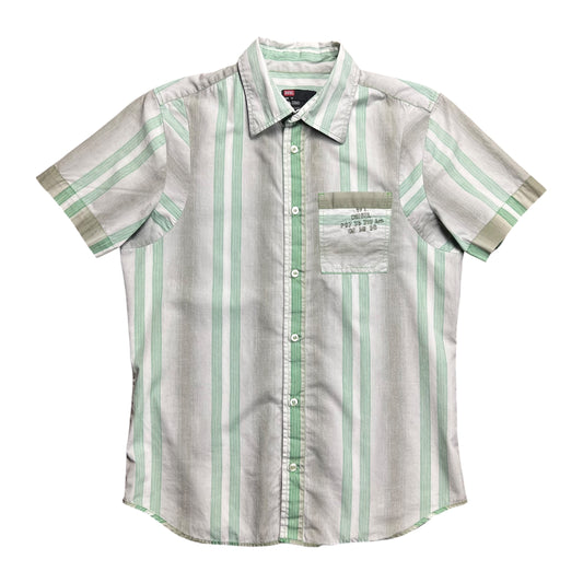 Diesel Green Striped Button-up Shirt - M