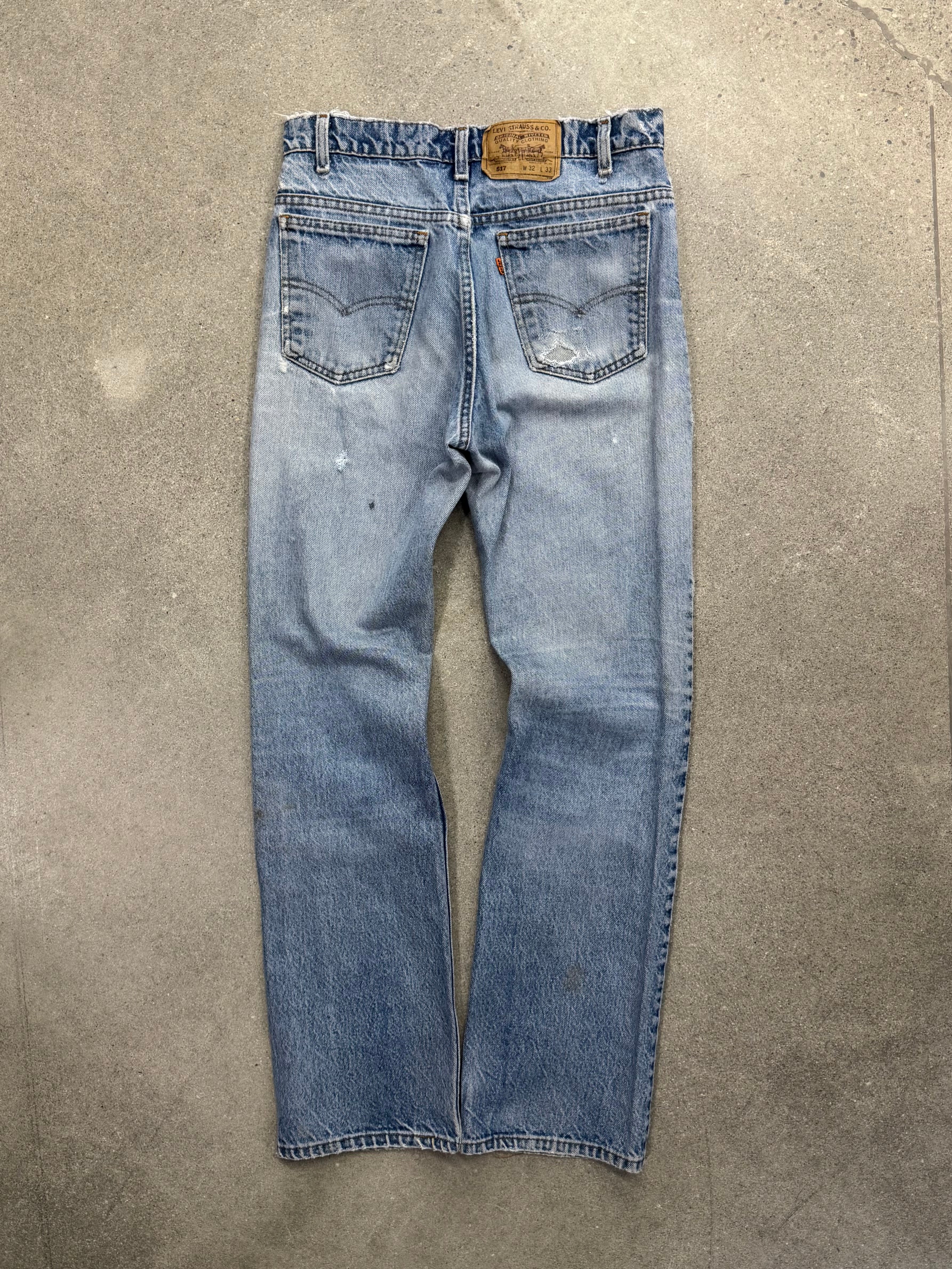 Faded & Distressed Levi’s 517 Orange Tab Jeans - 30”