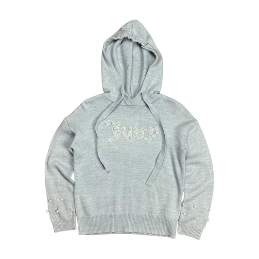 Juicy Couture Cozy Heather Grey Pearl Trimmed Hoodie - S