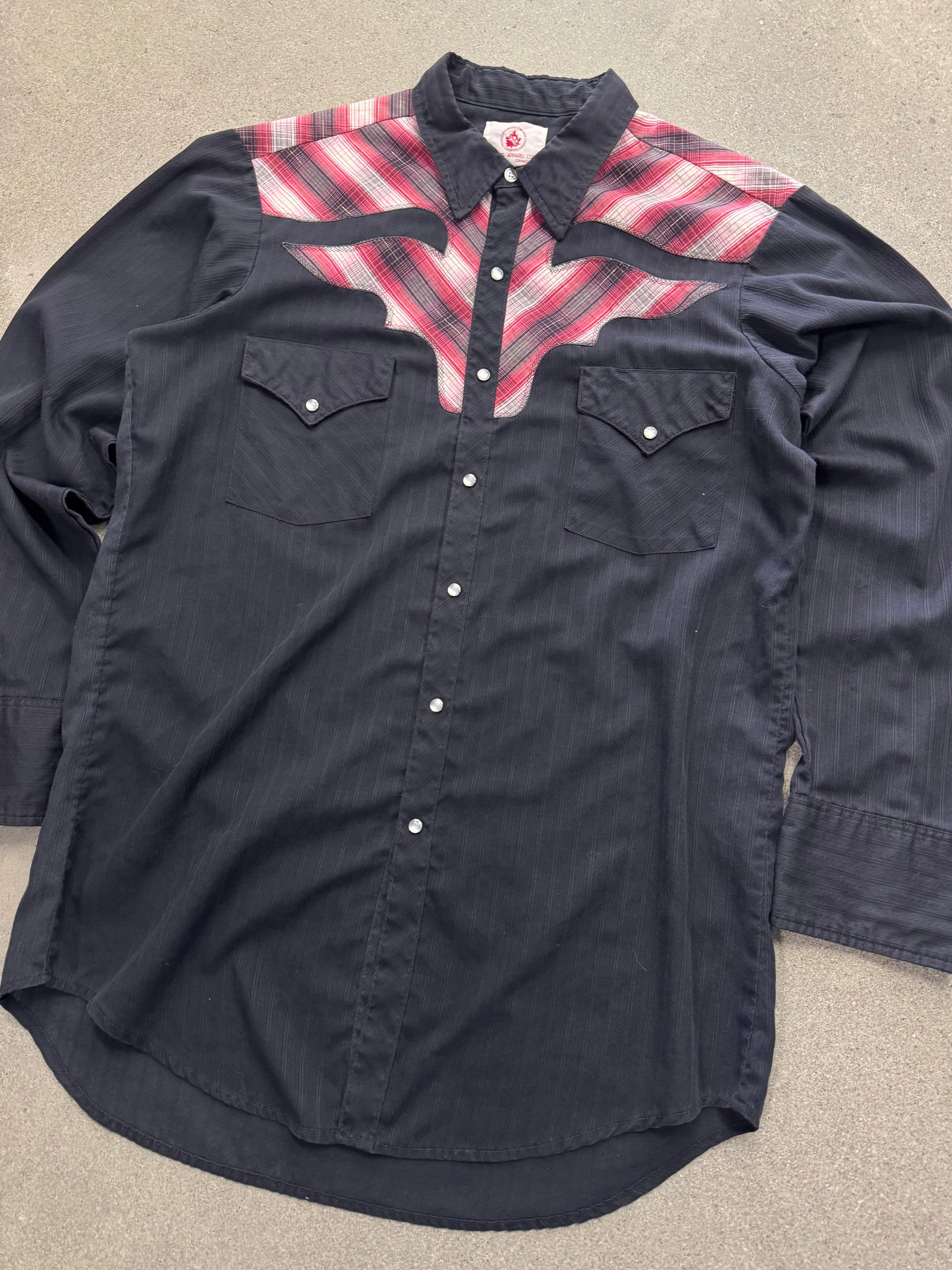 MWG Western Pearl Snap Button-Up Cowboy Shirt - L