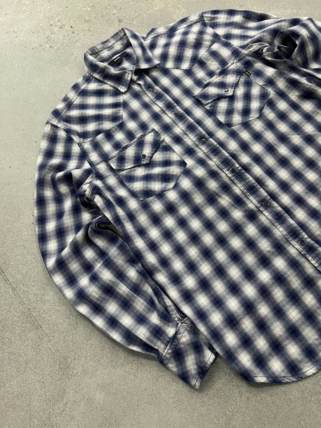 Diesel Plaid Pearl Snap Button-Up Shirt - L