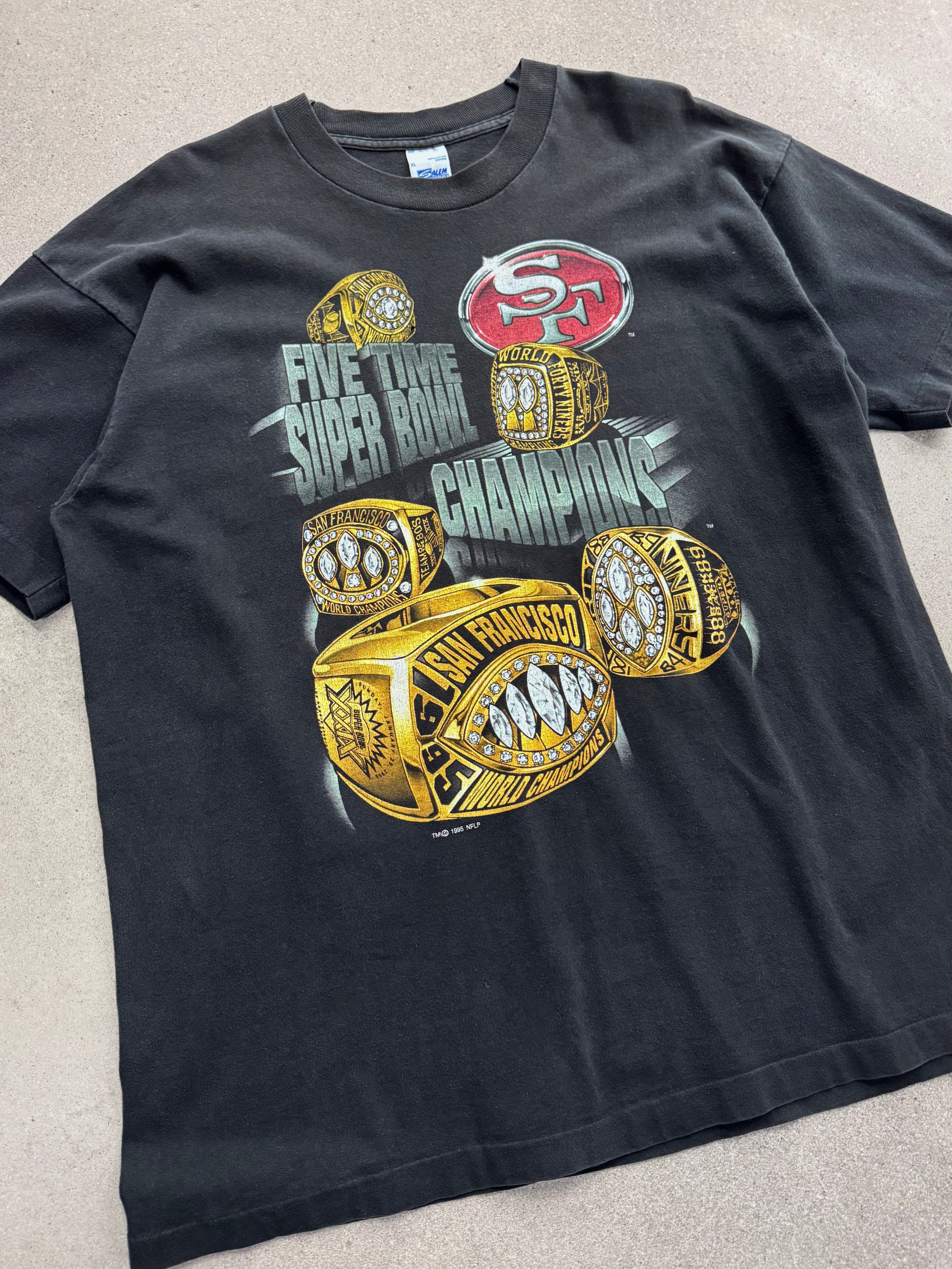 1995 Salem Sportswear San Francisco 49ers 5-facher NFL Super Bowl Champions T-Shirt - XL