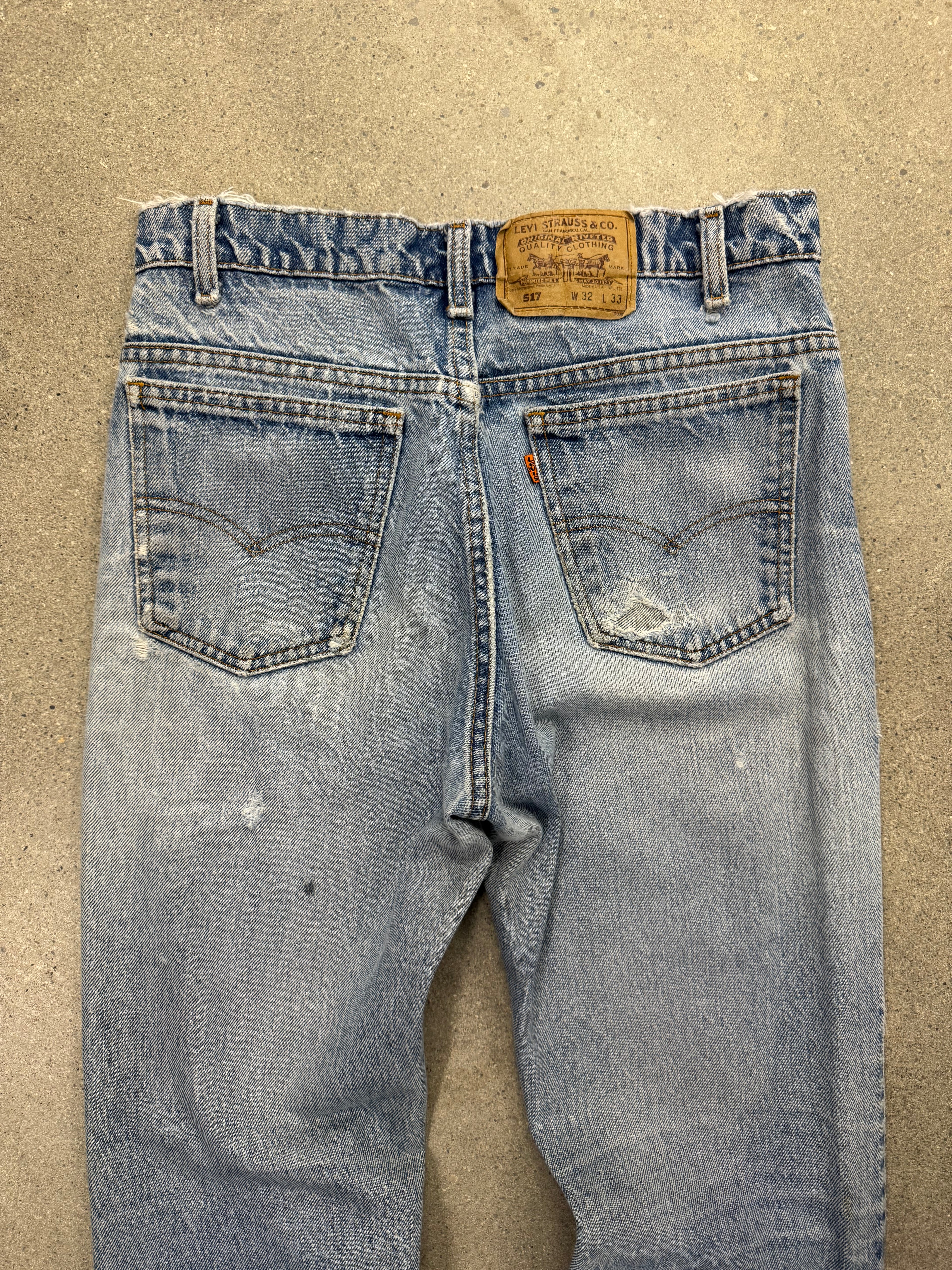 Faded & Distressed Levi’s 517 Orange Tab Jeans - 30”