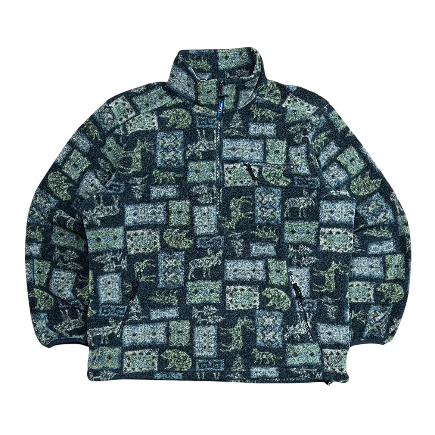 L.L. Bean All Over Print Nature Fleece Sweater - XL