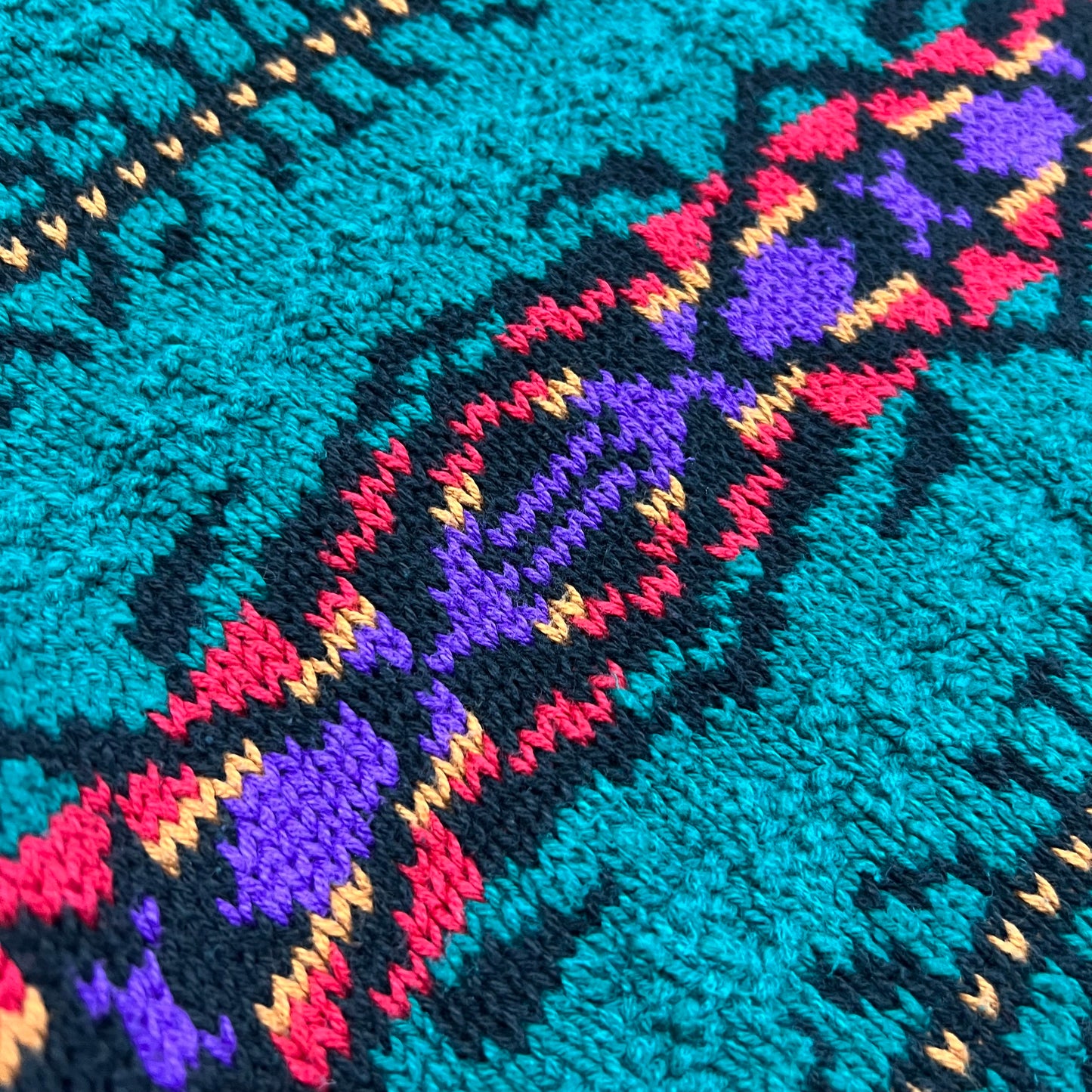 Green Boxy Aztec Knit Sweater - L