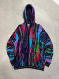 Coogi Australia 3D Cable Knit Full-Zip Hoodie Sweater - XXL
