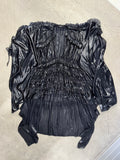 DSquared2 Plissé Ruffled Asymmetrical Liquid Metallic Cape Dress - S