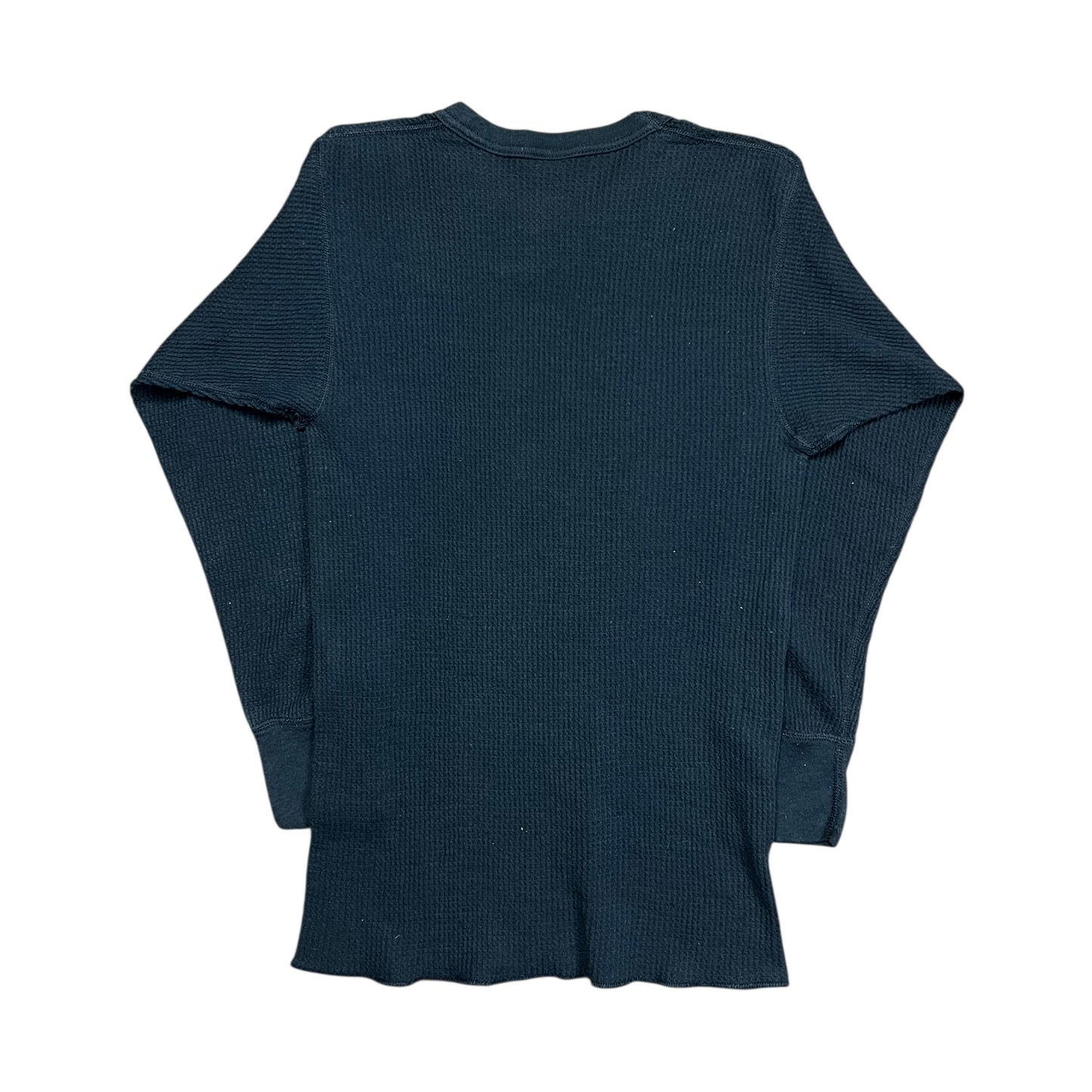 Black Waffle-Knit Thermal Undershirt - S