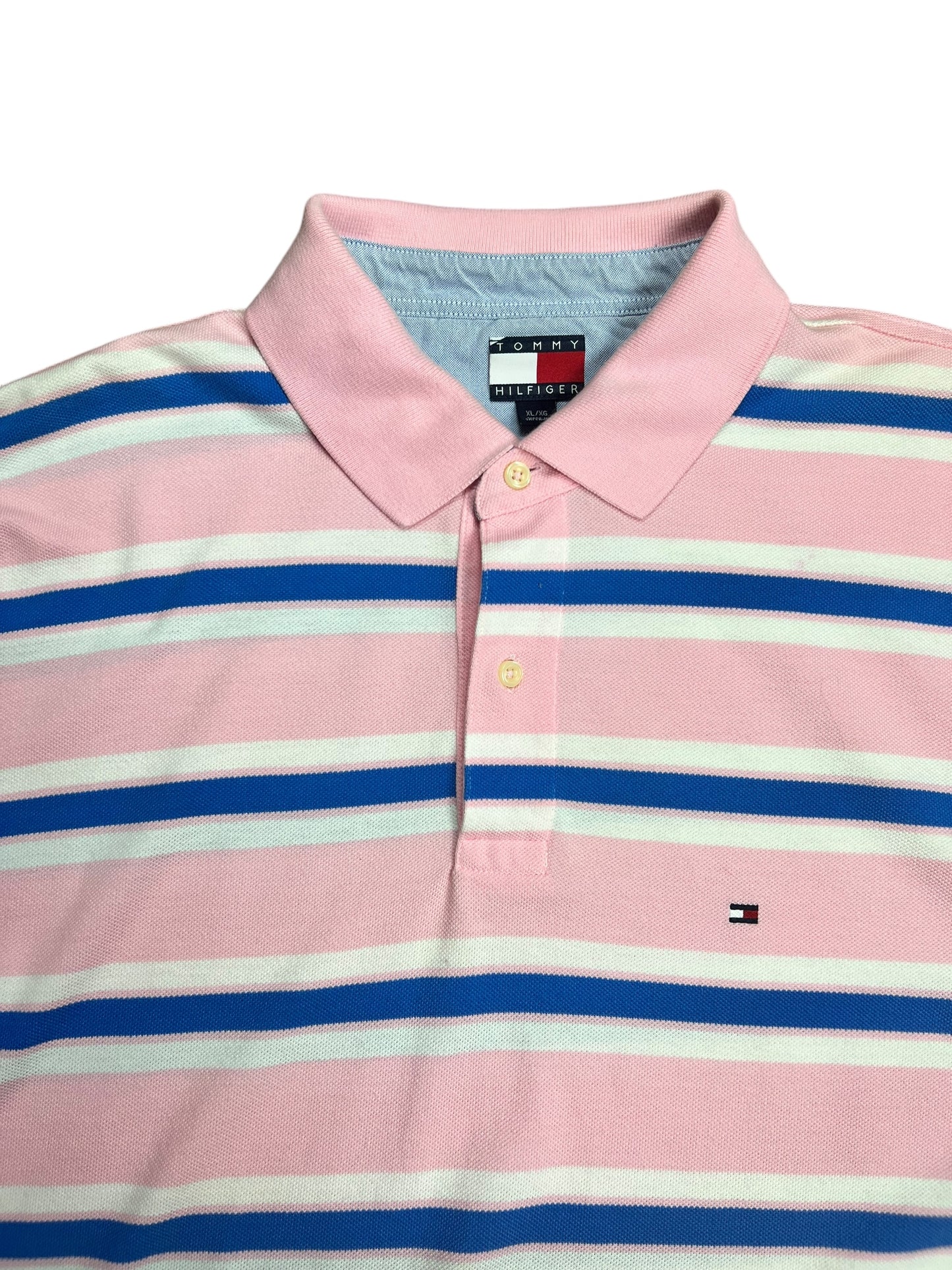 Tommy Hilfiger Boxy Pink Striped Polo Shirt - L