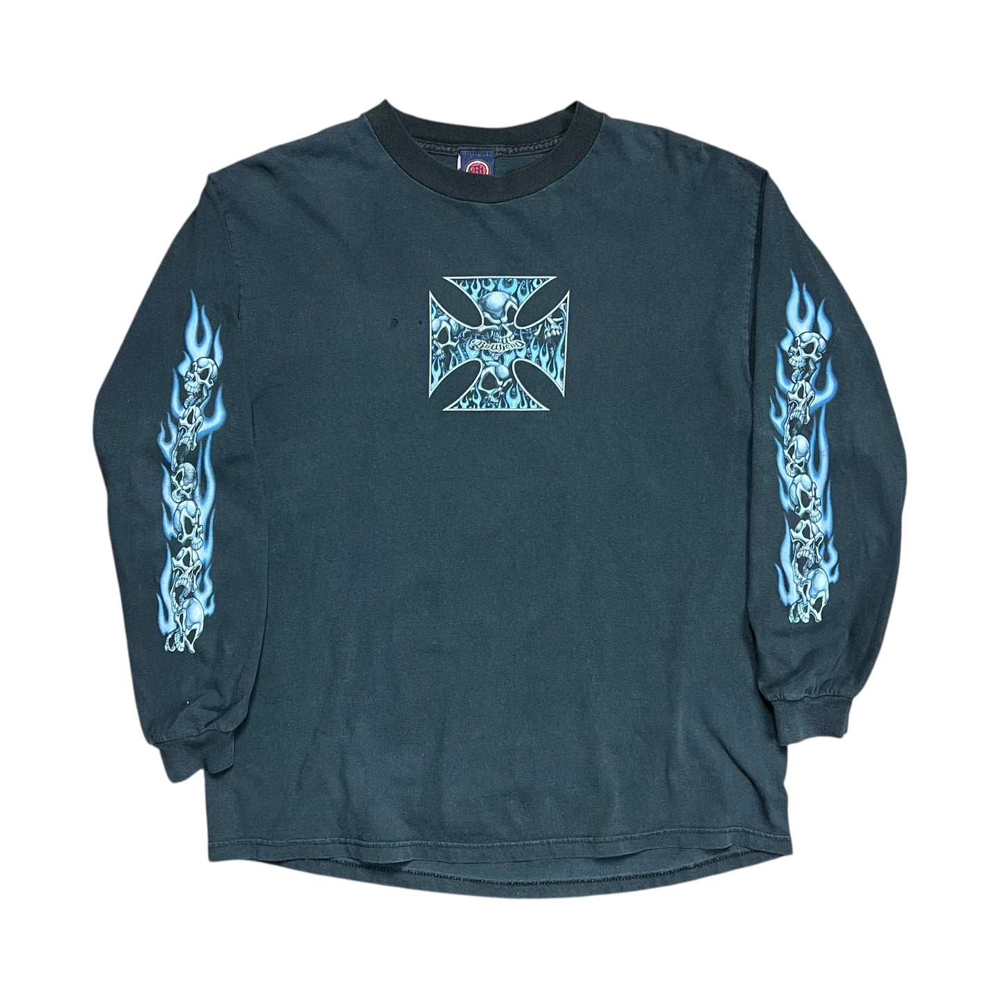 Bullhead Flaming Skull Long-sleeve Shirt - L