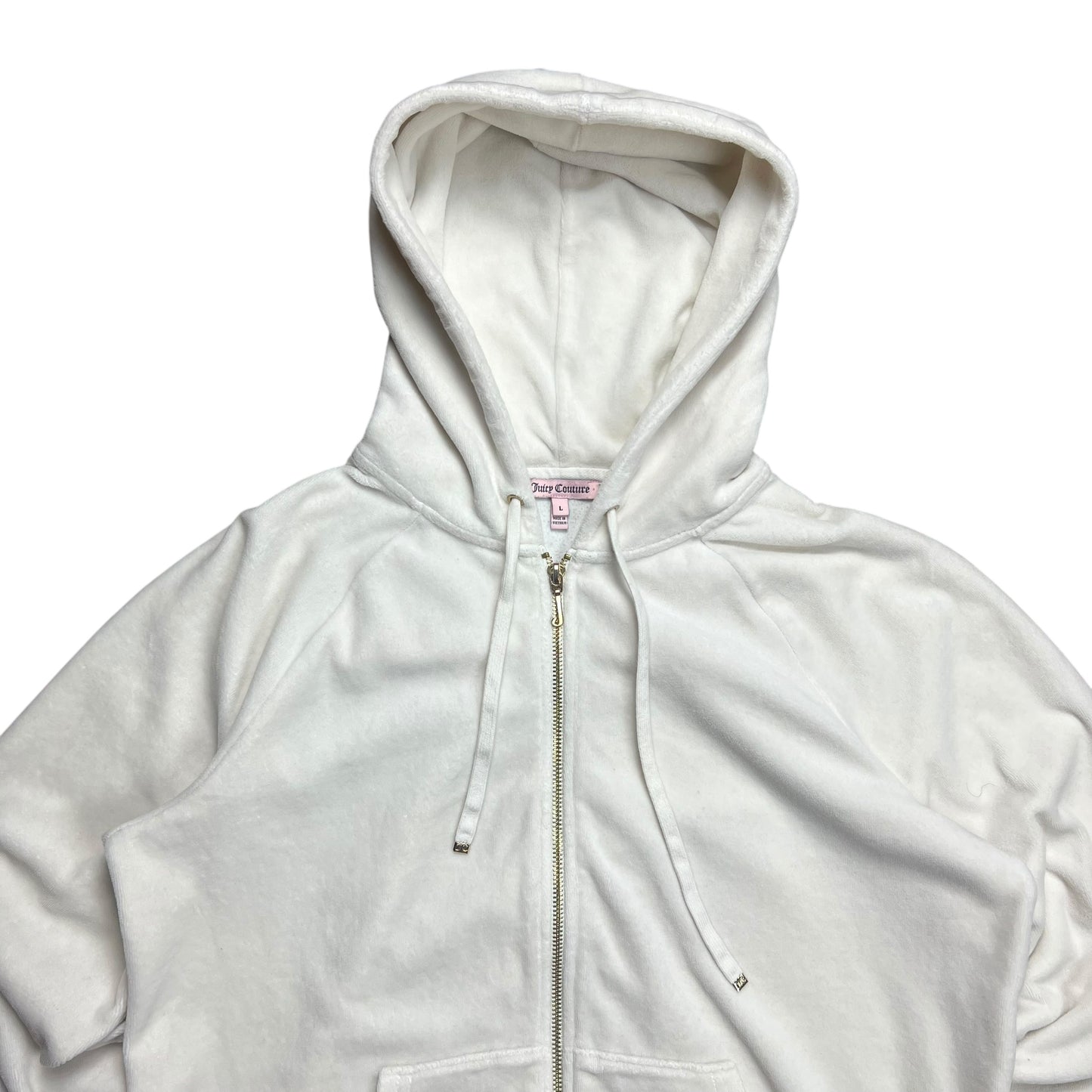 Juicy Couture White Velour Zip-up Hoodie - L
