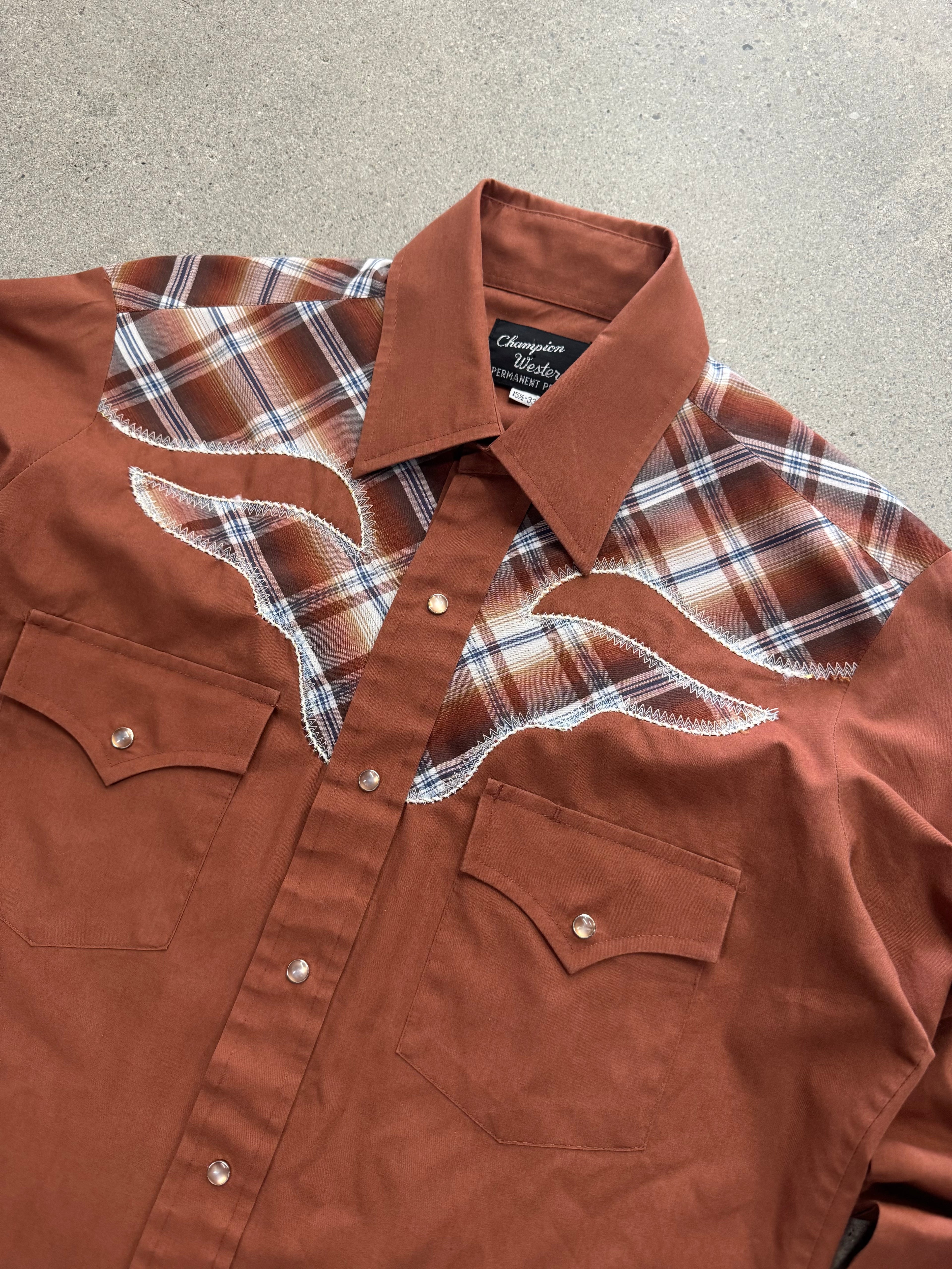 Champion Western Pearl Snap Button-Up Cowboy Shirt - L