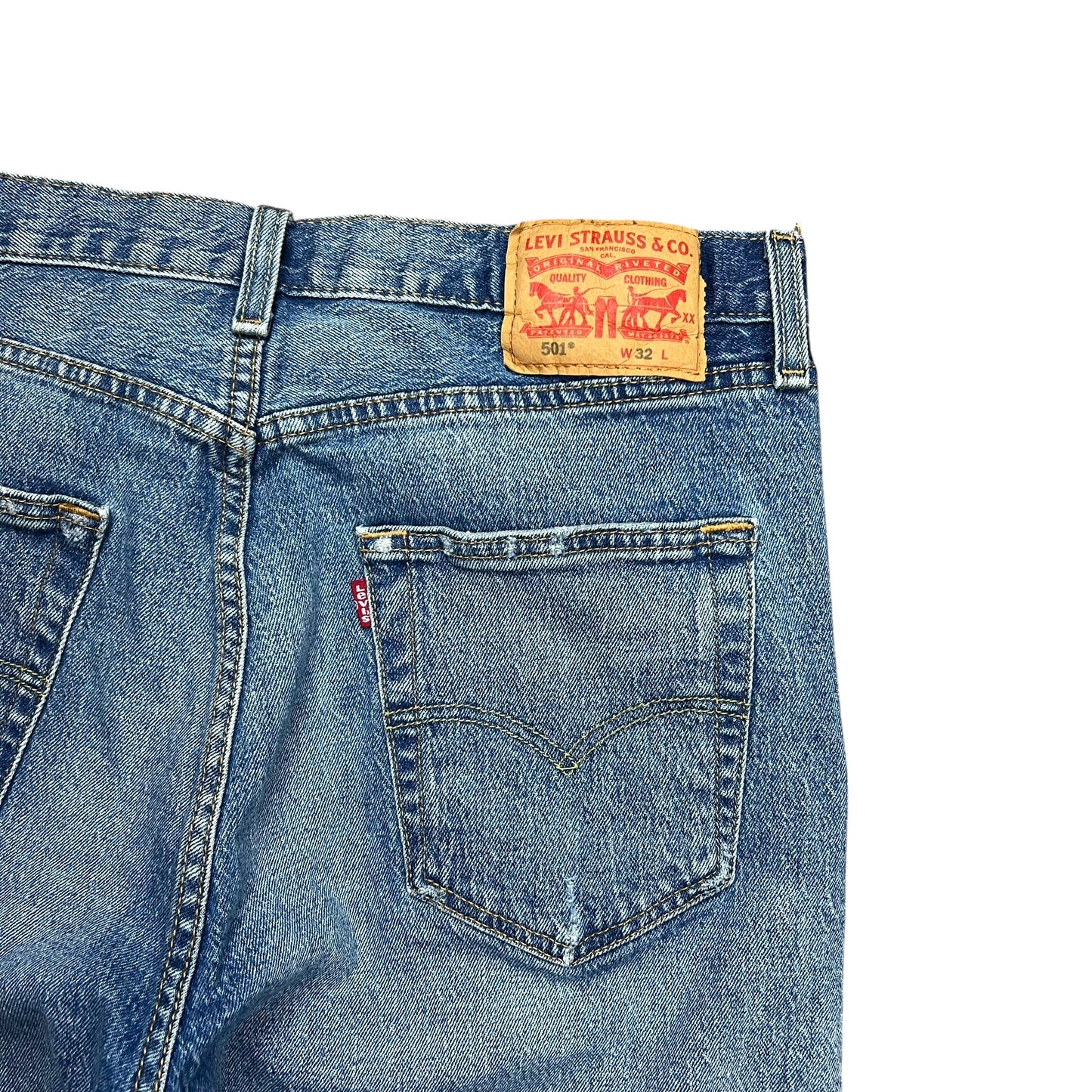 Levi's 501 Faded & Distressed Blue Jean Shorts - 32"