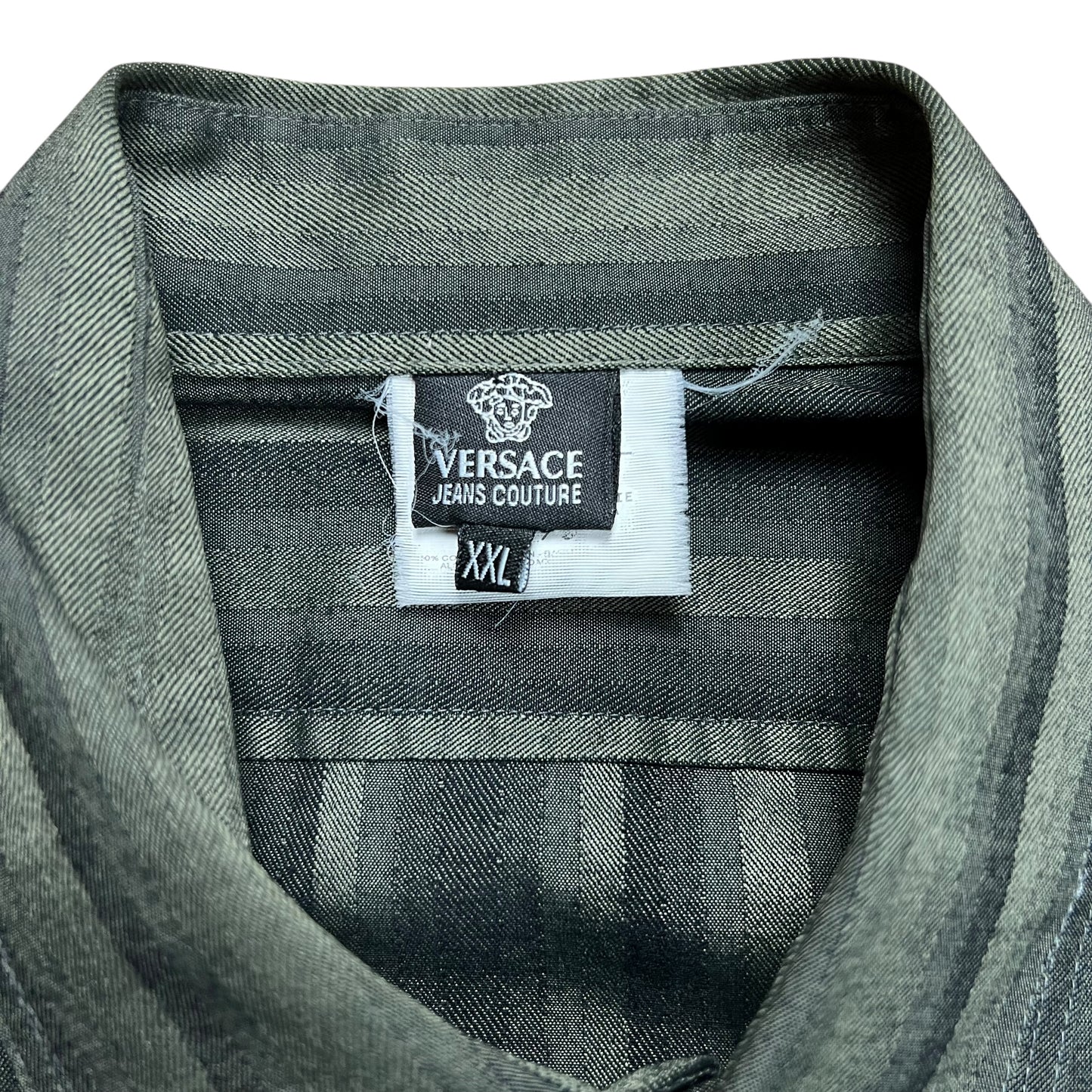 Versace Couture Dark Green Striped Button-up Shirt - XL