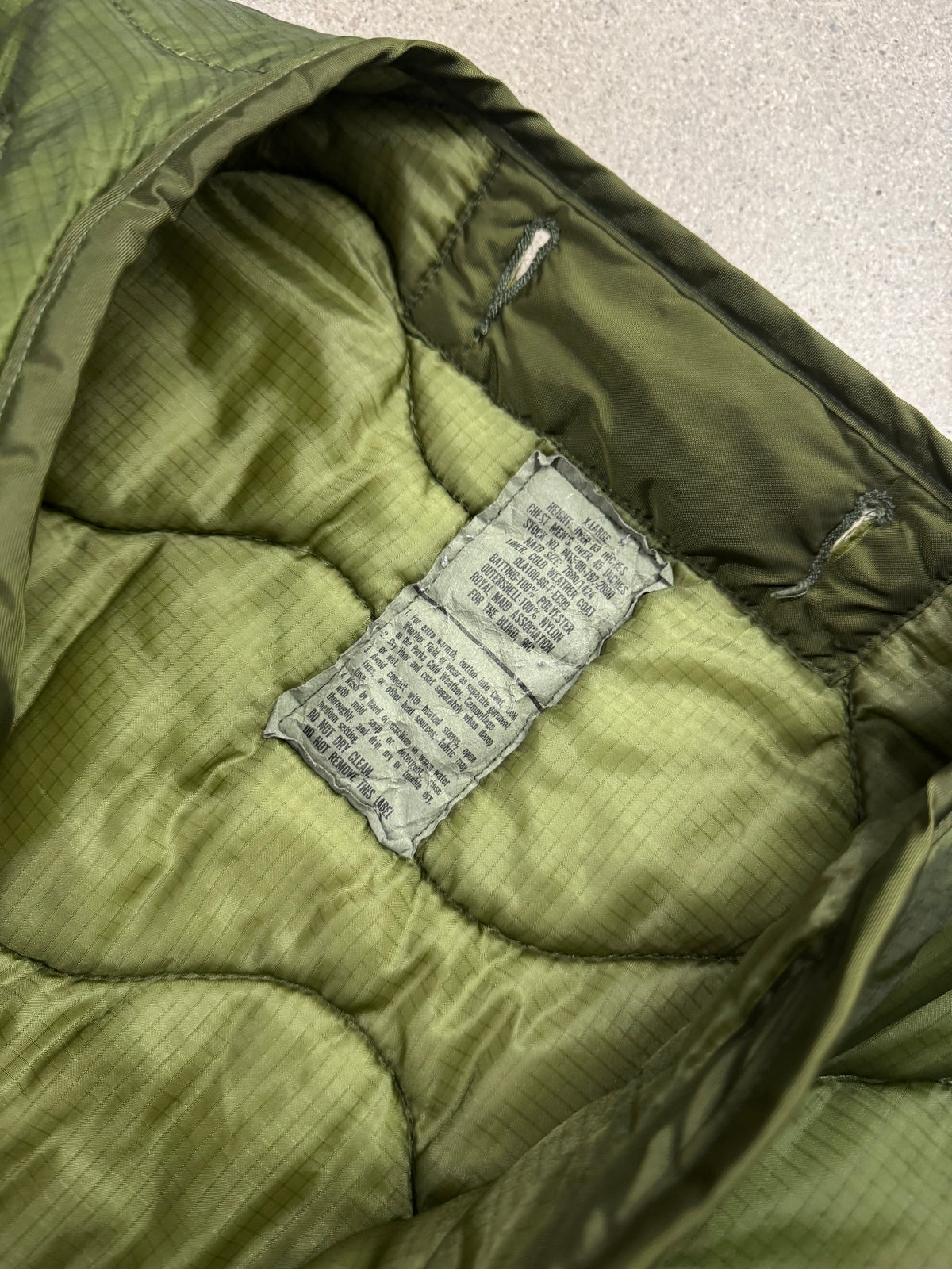 1990 U.S. ARMY M-65 Quilted Field Jacket Liner - XL