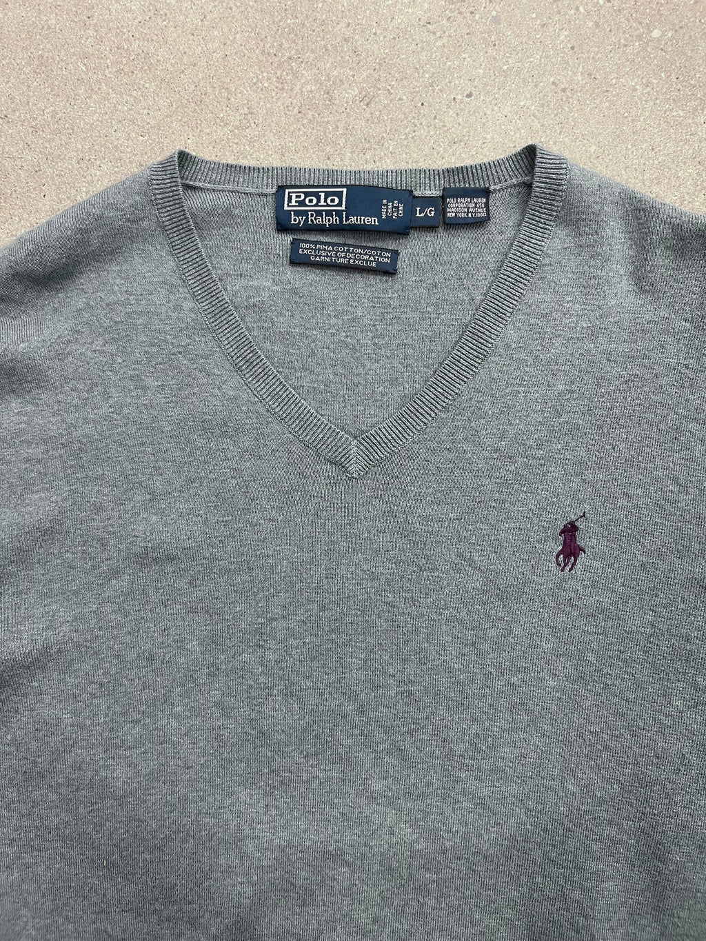 Polo By Ralph Lauren Pima Cotton V-Neck Sweater - L