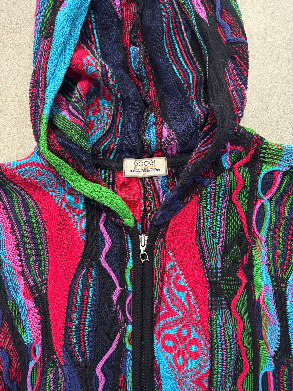 Coogi Australia 3D Cable Knit Full-Zip Hoodie Sweater - XXL