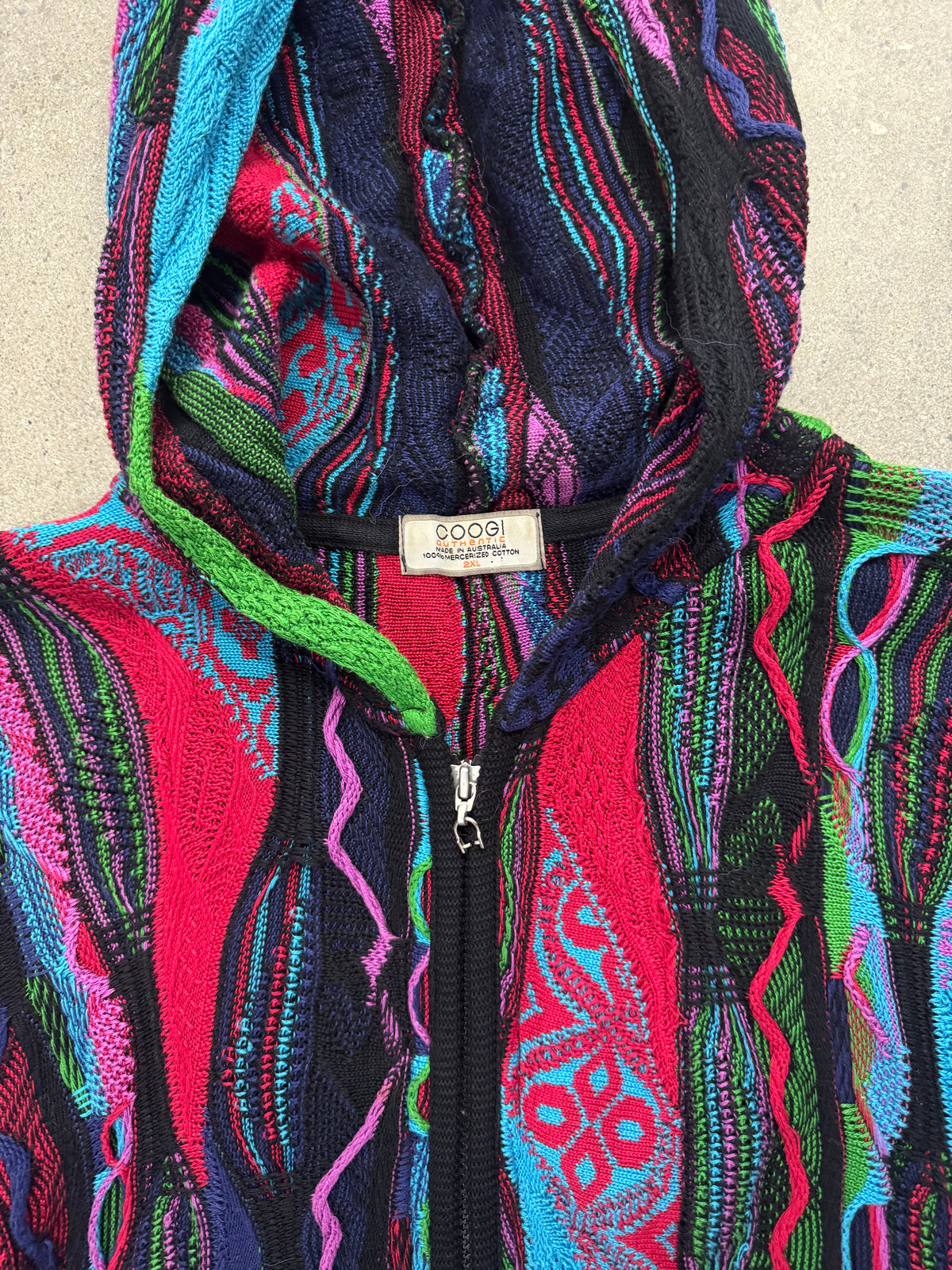 Coogi Australia 3D Cable Knit Full-Zip Hoodie Sweater - XXL