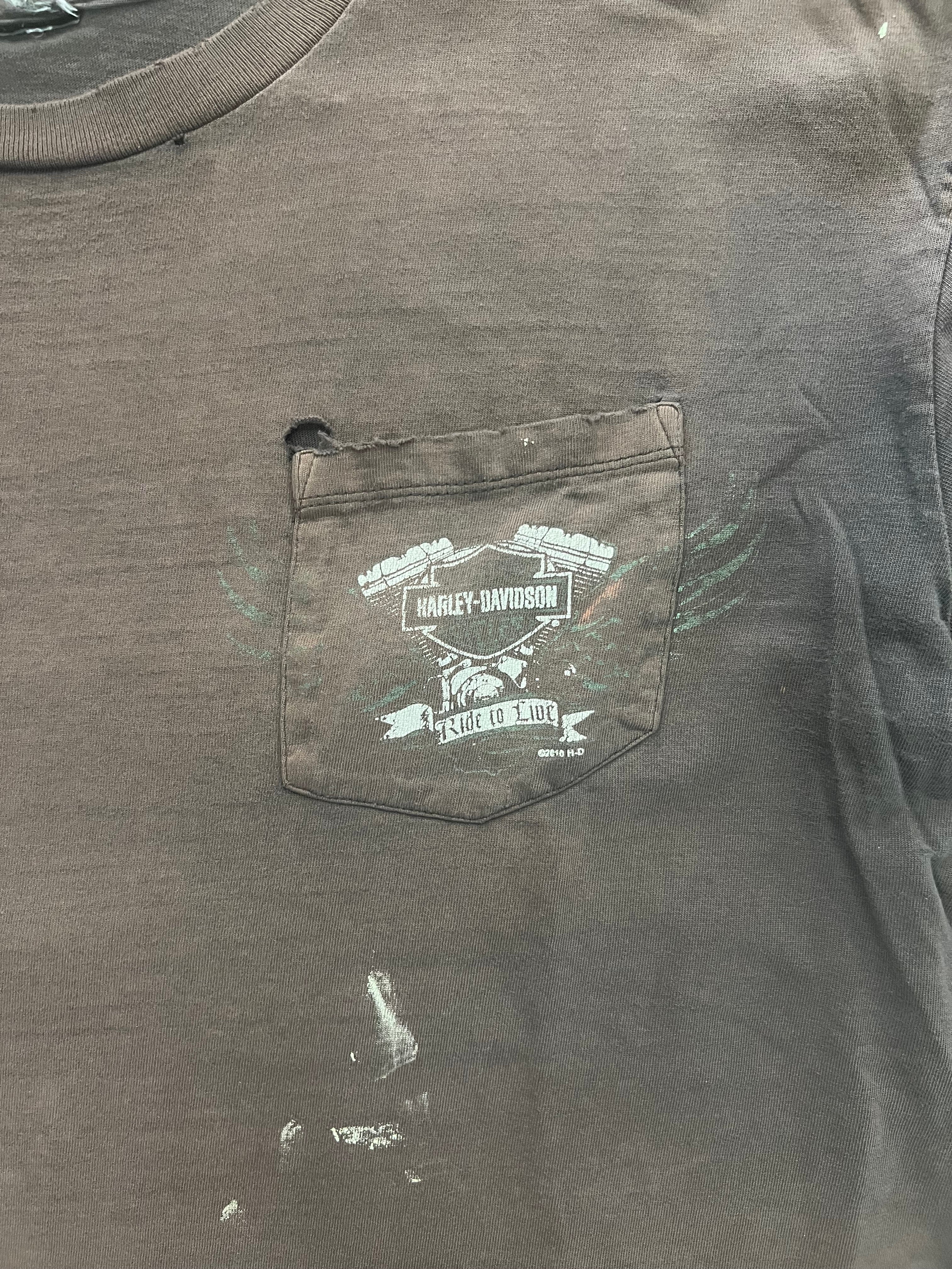 Faded 2010 Harley-Davidson Pocket T-Shirt - L