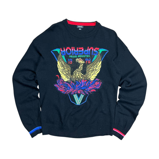 Diesel K-Superior Eagle Wool Blend Knit Sweater - L