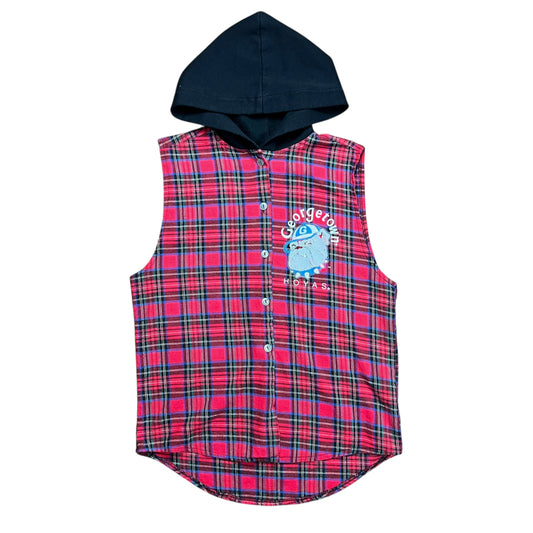Georgetown Hoyas Cut-off Plaid Hoodie - M