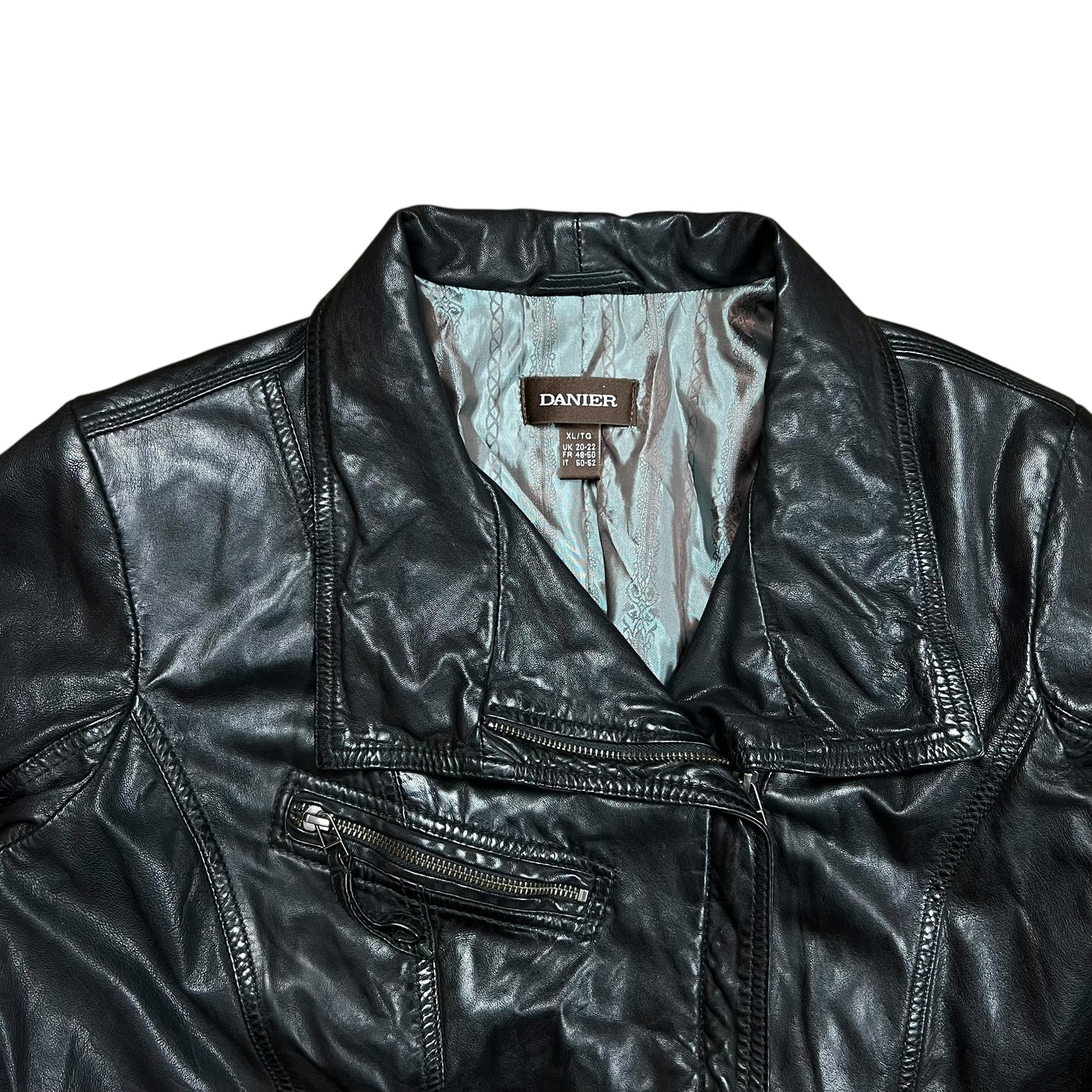 Danier Black Leather Asymmetrical Biker Jacket - XL