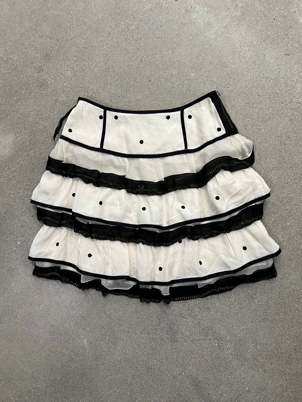 Marc Jacobs Silk Polkadot Ruffle Skirt - 0