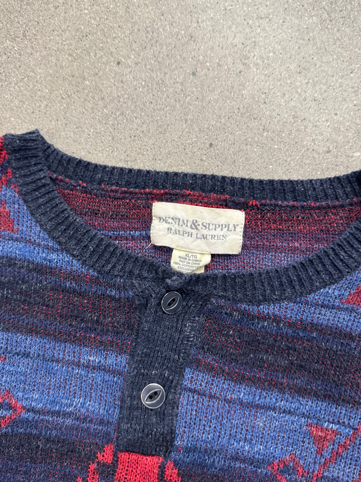 Denim & Supply Ralph Lauren Southwestern Henley Knit Sweater - L