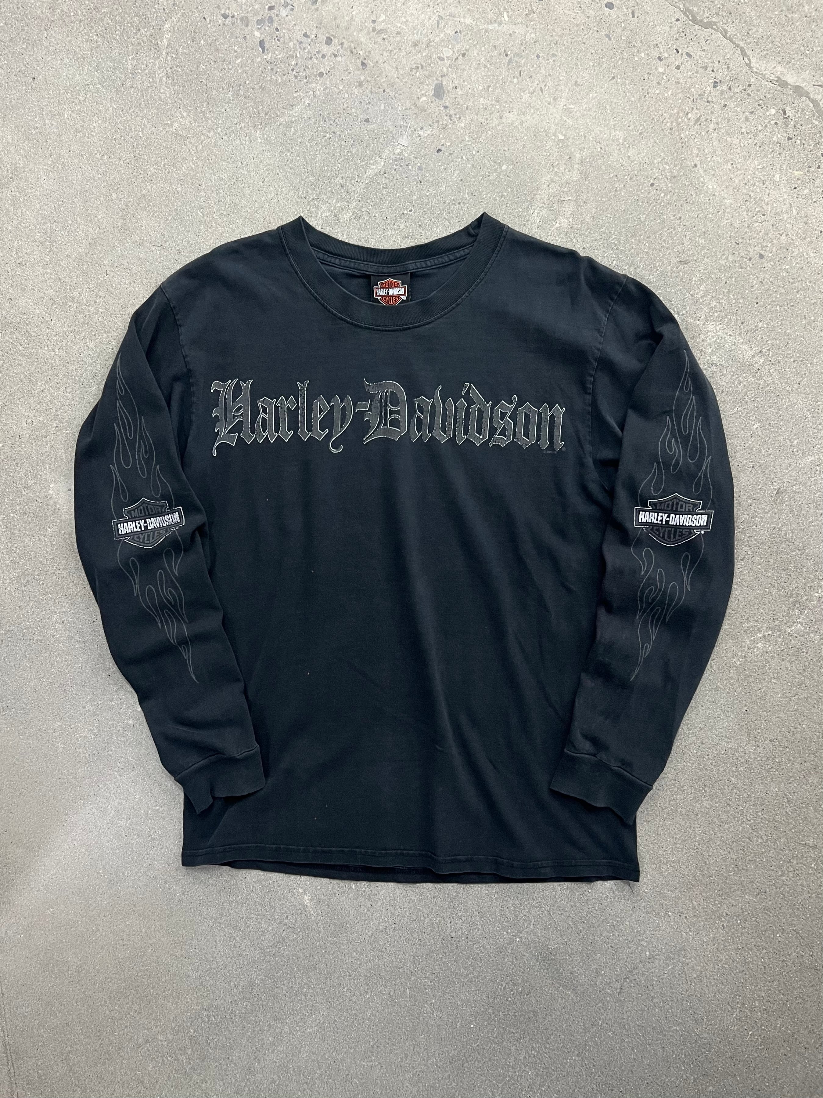 Faded 2007 Harley-Davidson Chrome Flames Long Sleeve Shirt - M
