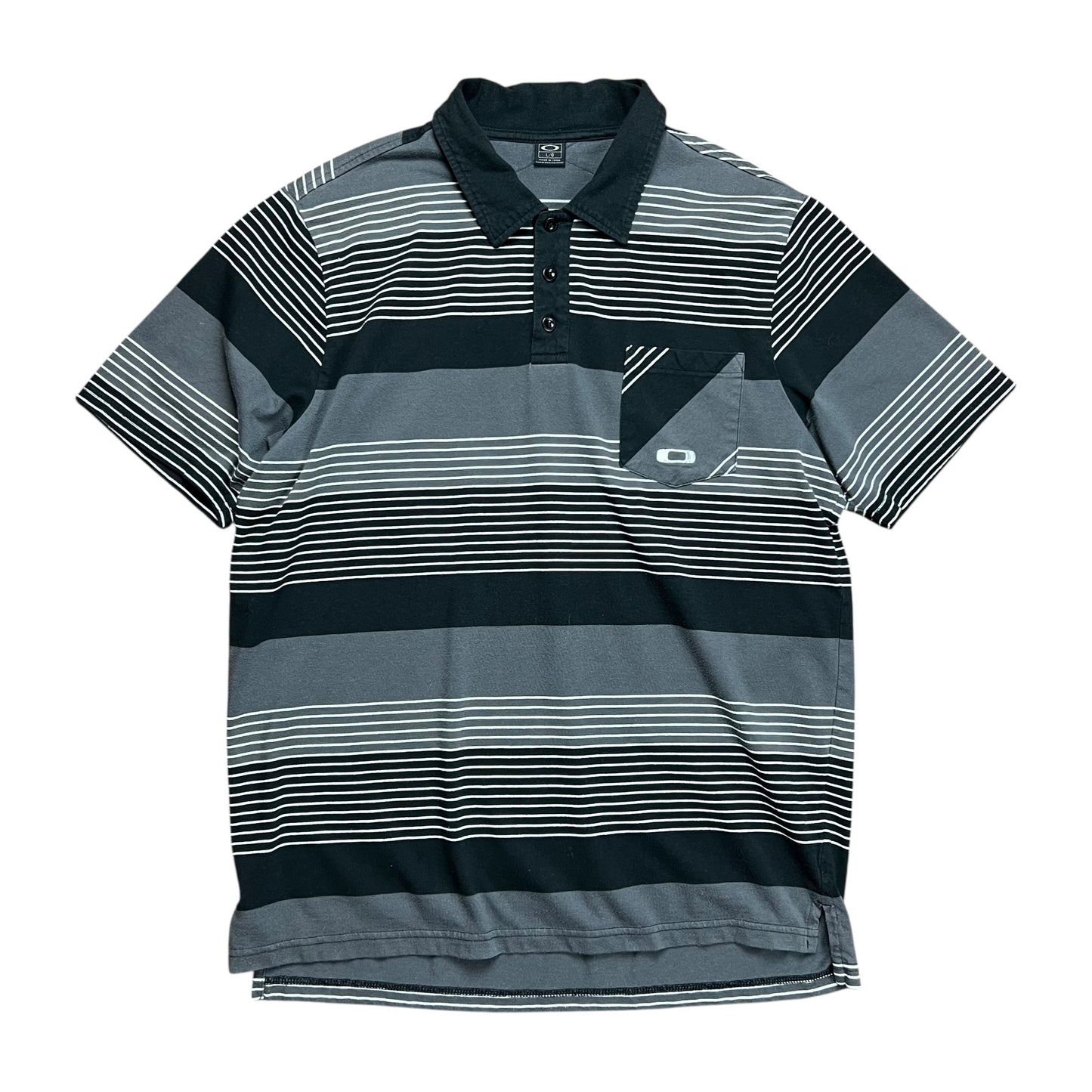 Oakley Black Striped Polo Shirt - L