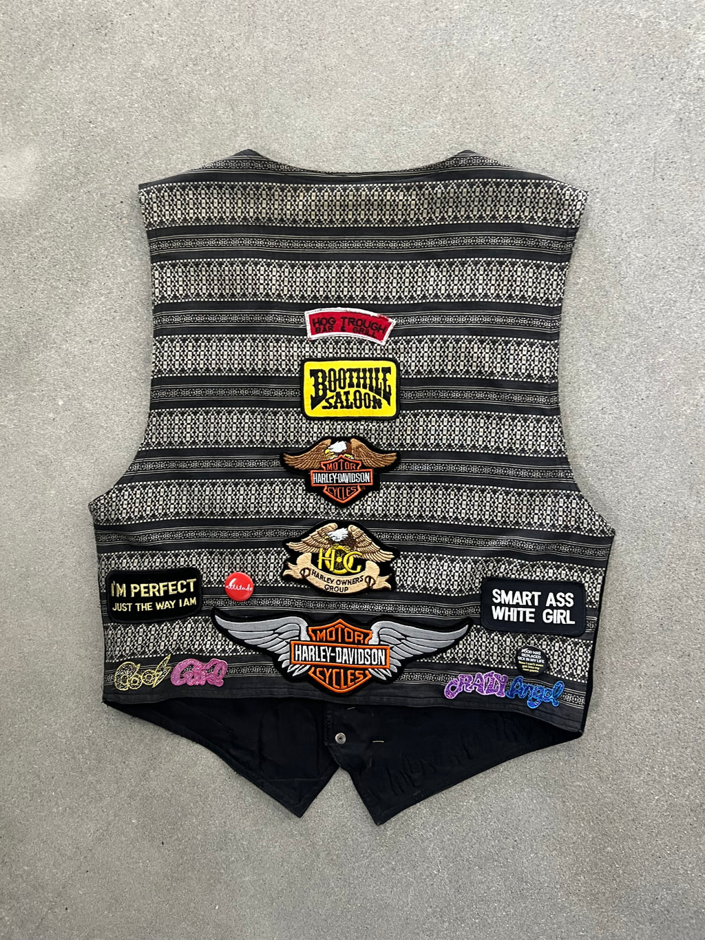 Patches & Pins Leather Biker Vest - L