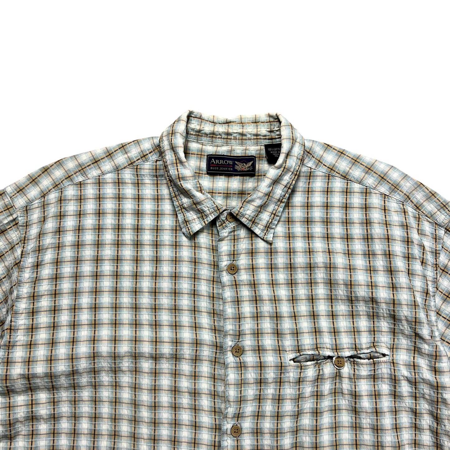 Arrow Cropped Plaid Button-up Shirt - L
