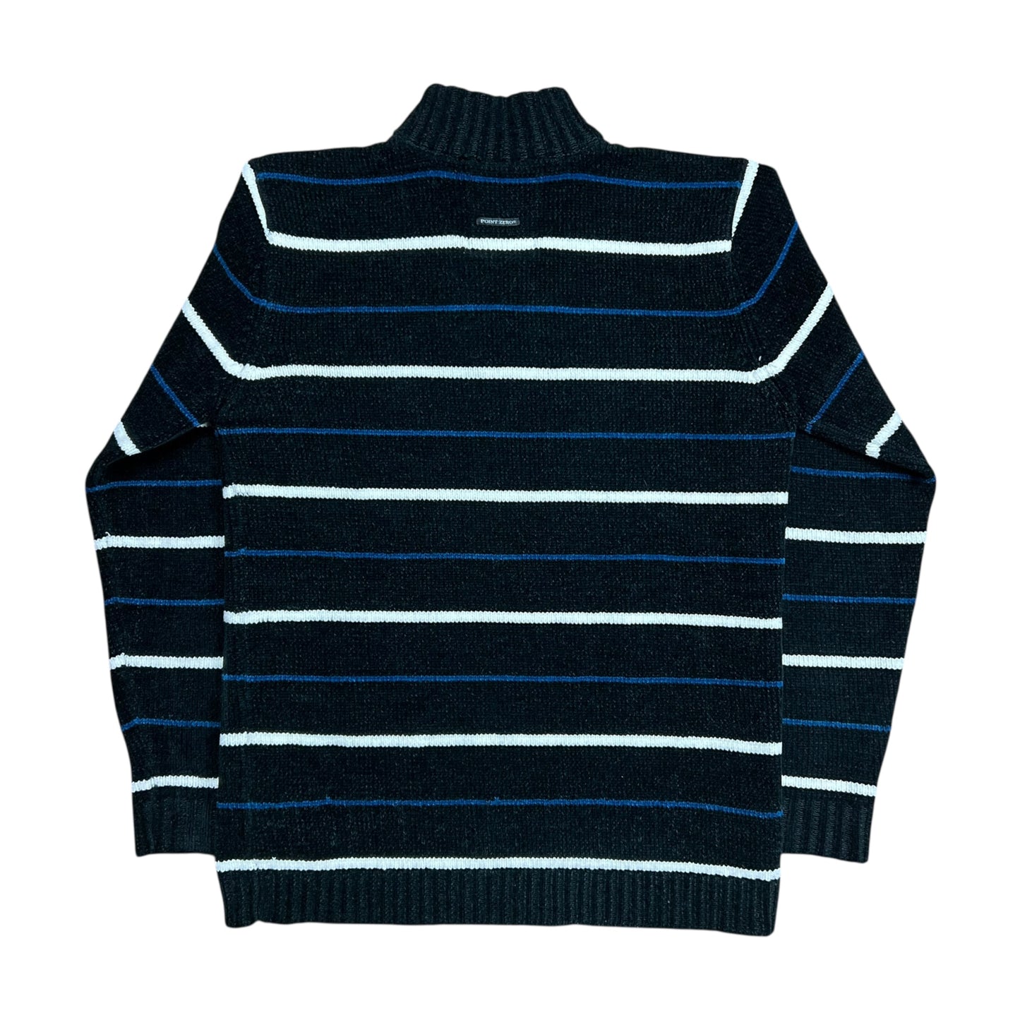 Point Zero Black & Blue Striped Sweater - M