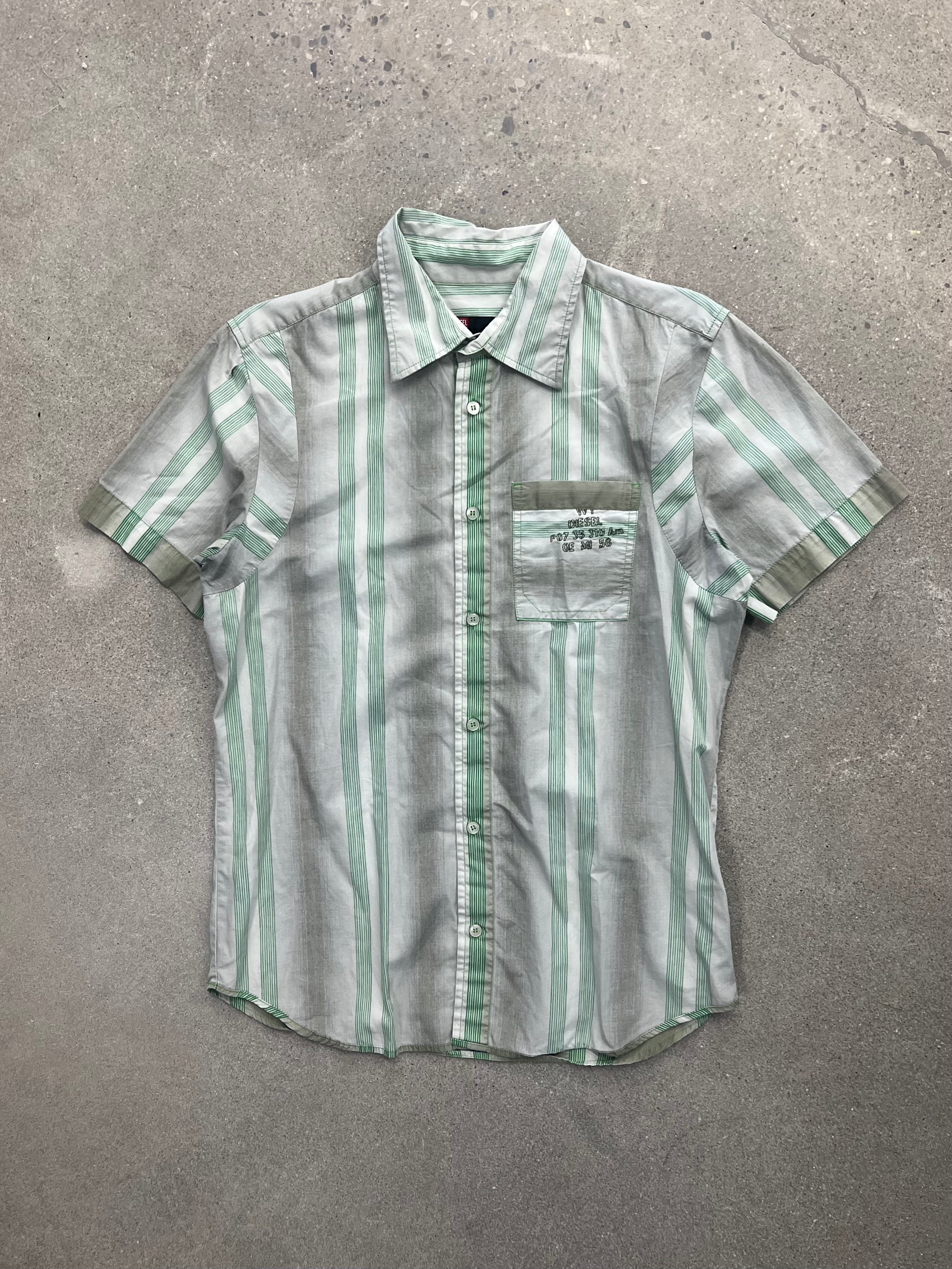 Diesel Striped Short Sleeve Button-Up Shirt - L