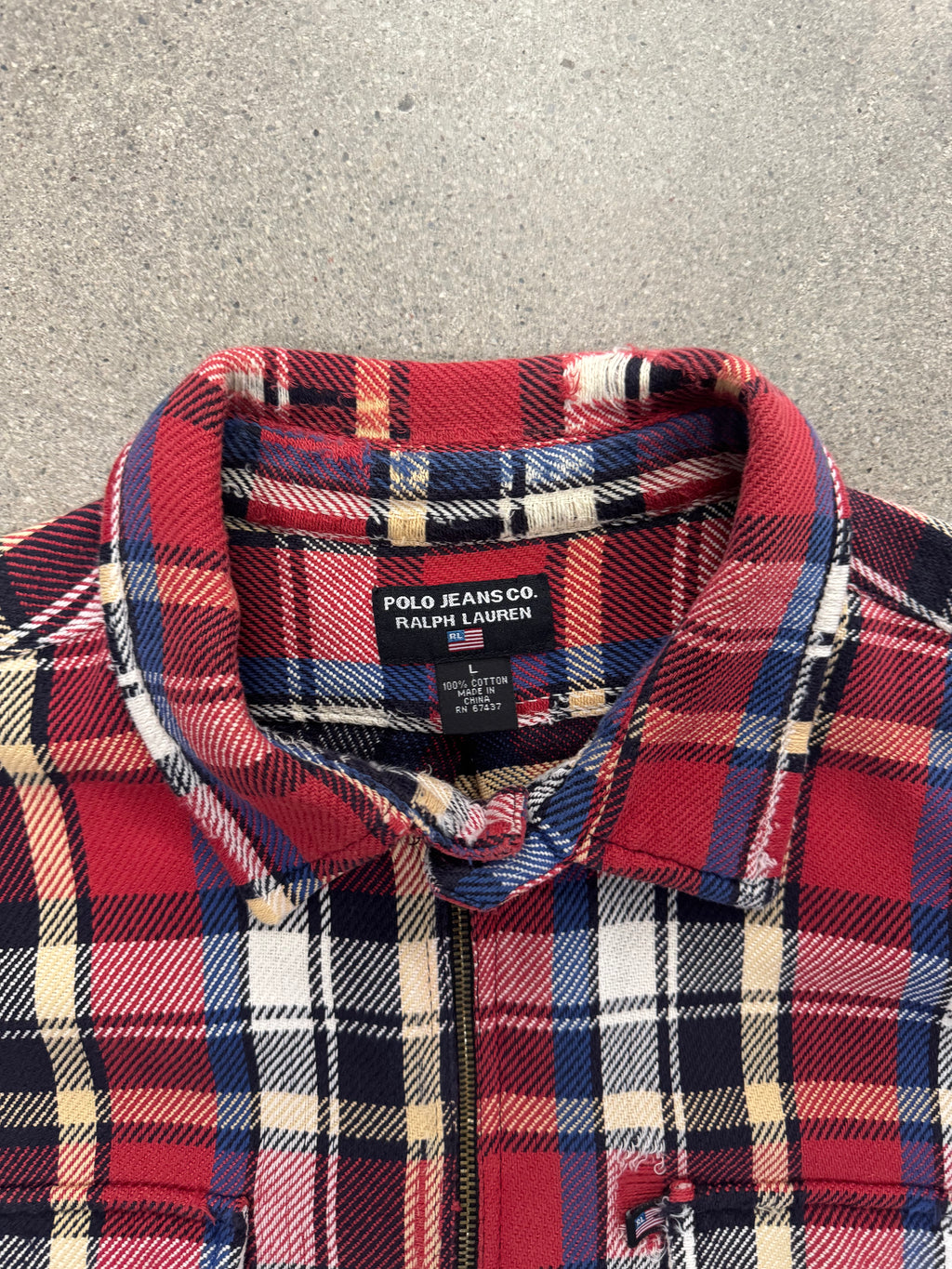 Polo Jeans Co. Ralph Lauren Half-Zip Plaid Flannel Shirt - XL
