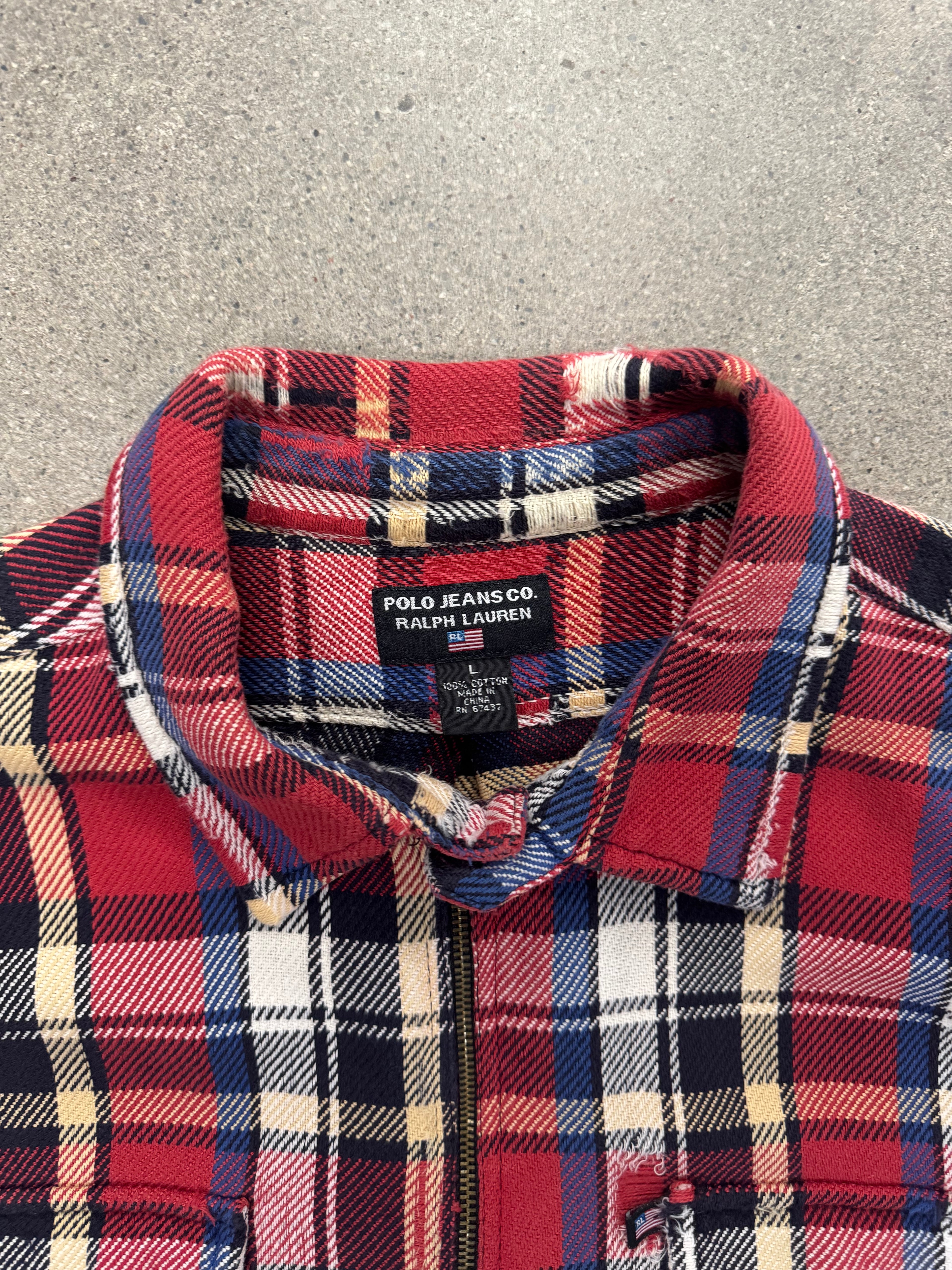 Polo Jeans Co. Ralph Lauren Half-Zip Plaid Flannel Shirt - XL