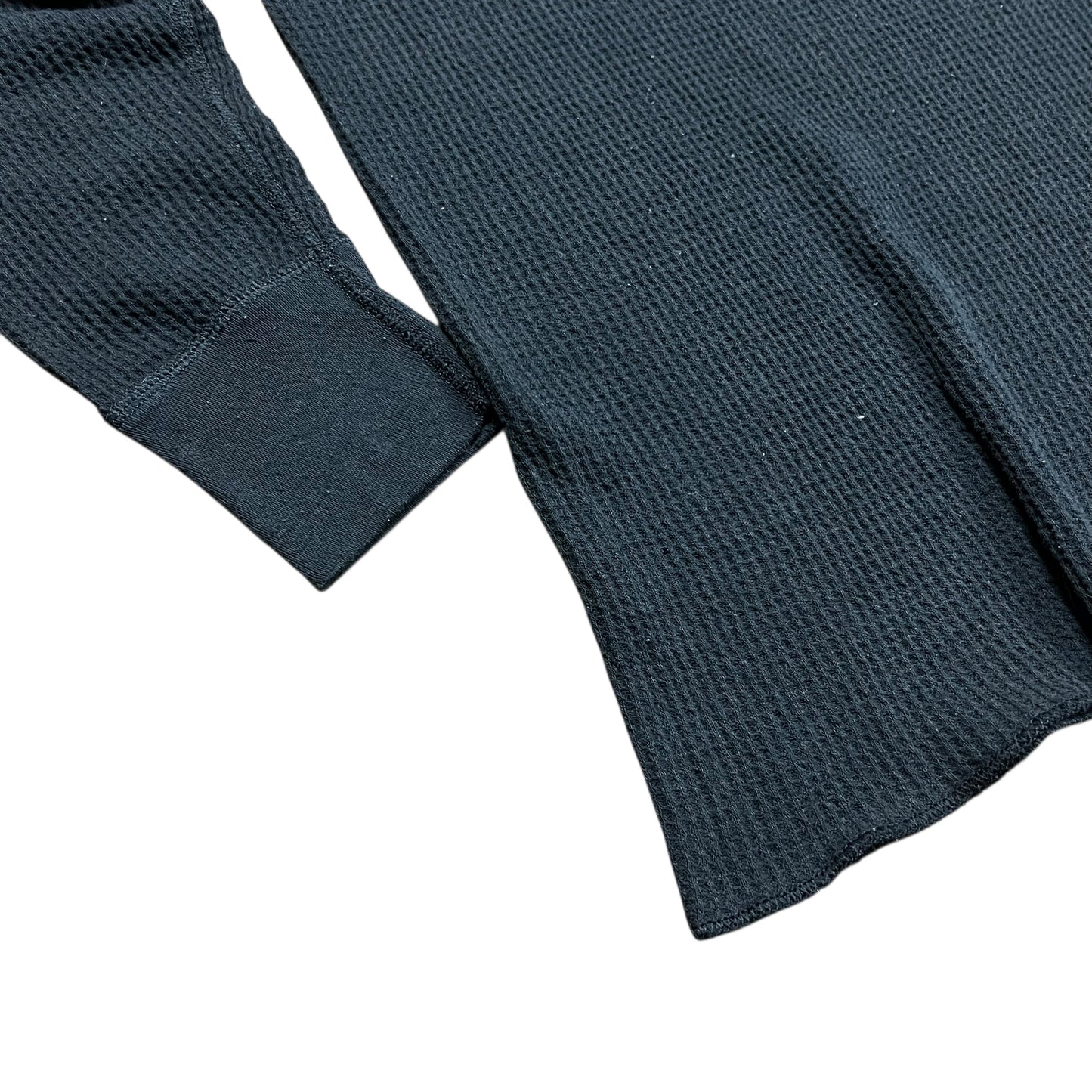 Black Waffle-Knit Thermal Undershirt - S