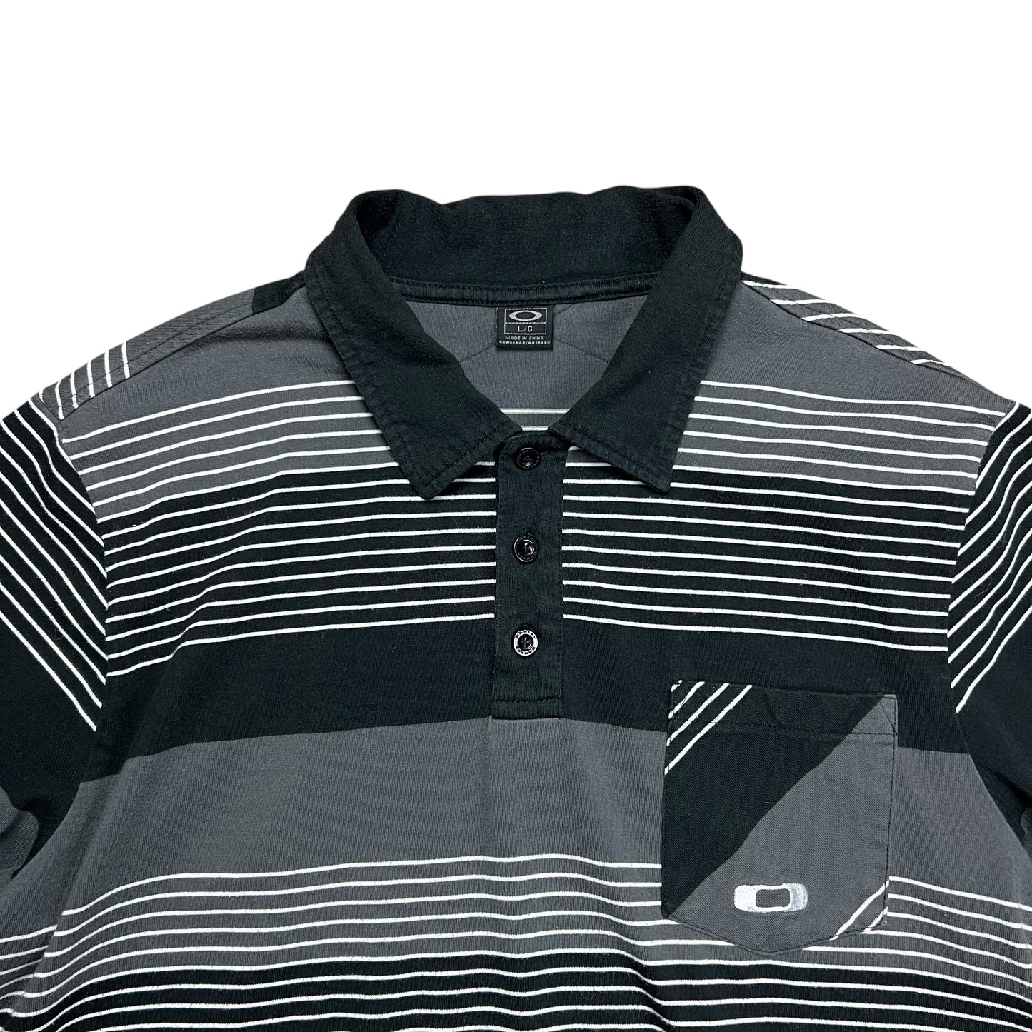 Oakley Black Striped Polo Shirt - L