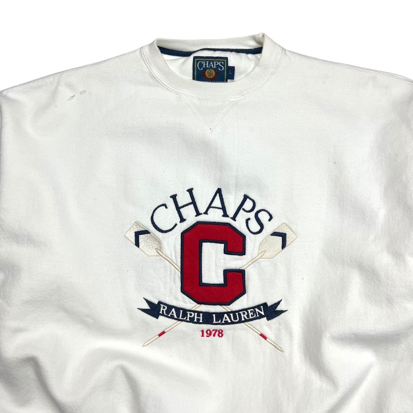Chaps Ralph Lauren White Rowing Crewneck - L