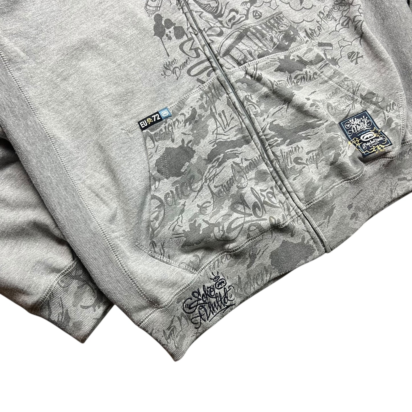 Ecko Unltd. Grey Full-Zip Graffiti Hoodie - XL